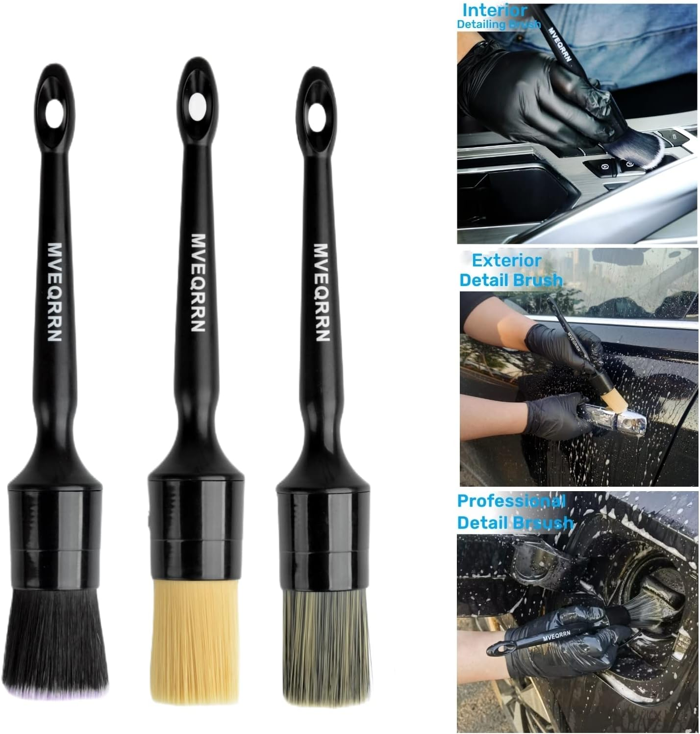 6Pcs Car Detailing Brush Set-2Pcs Boars Hair Car Detailing Brushes,2Pcs Ultra Soft No Scratch Detailing Brush for Air Vent,Leather Seat 2Pcs Detail Brushes Car Detailing for Interior Exterior - 6Pcs Car Detailing Brush Set (As Pictures) image number 5