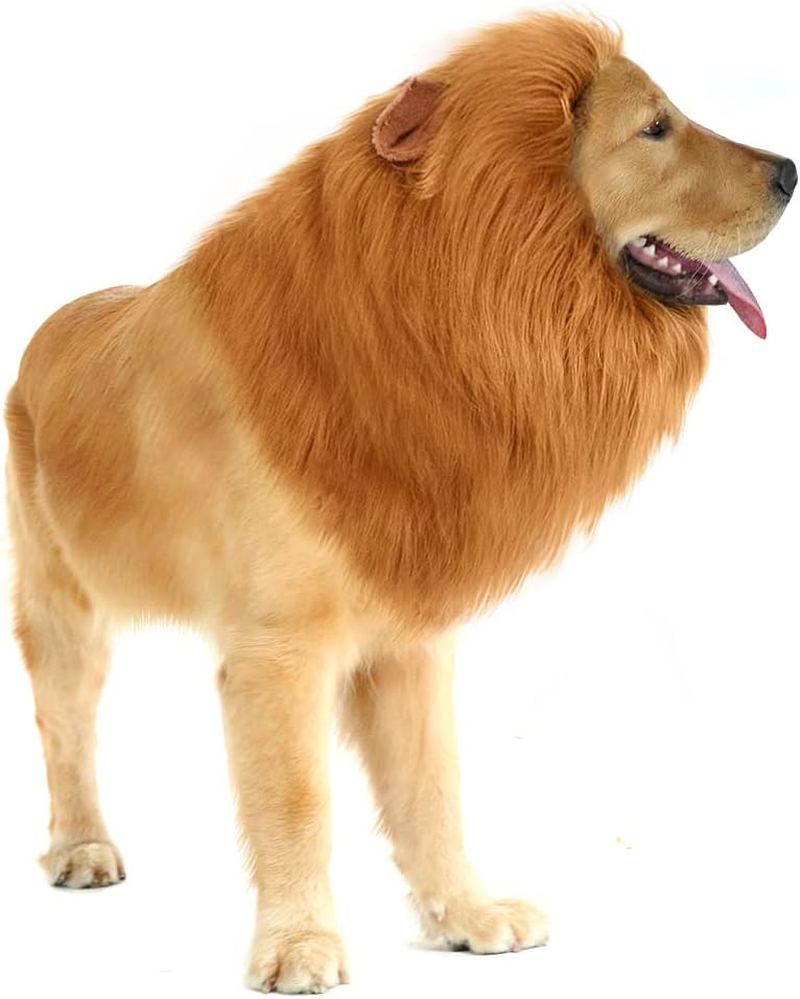 CPPSLEE Lion Mane for Dog Costumes, Dog Lion Mane, Realistic Lion Wig for Medium to Large Sized Dogs, Large Dog Halloween Costumes, Lion Mane for Dog, Halloween Costumes for Dogs (Brown) image number 4