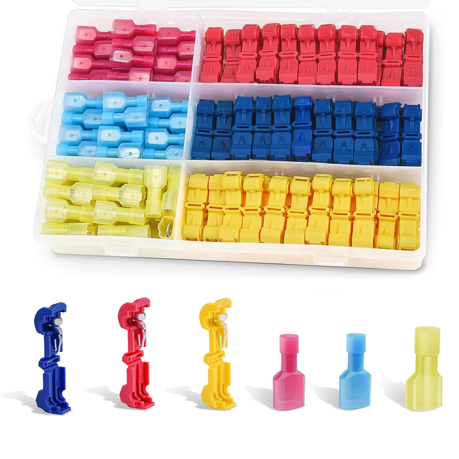 240Pcs T Tap Wire Connectors, T Wire Quick Splice Connector, Quick Splice Electrical Wire Terminals Connectors, T Connectors for Wiring with Storage Case, for Wiring Automotive image number 6