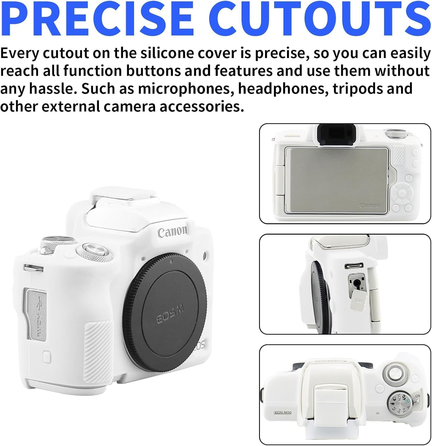 Camera Case for  EOS M50/M50 Mark II Digital Camera, Anti-Scratch Soft Silicone Case Cover Housing Protective Cover Protector Camera Body Skin Case (White) image number 4