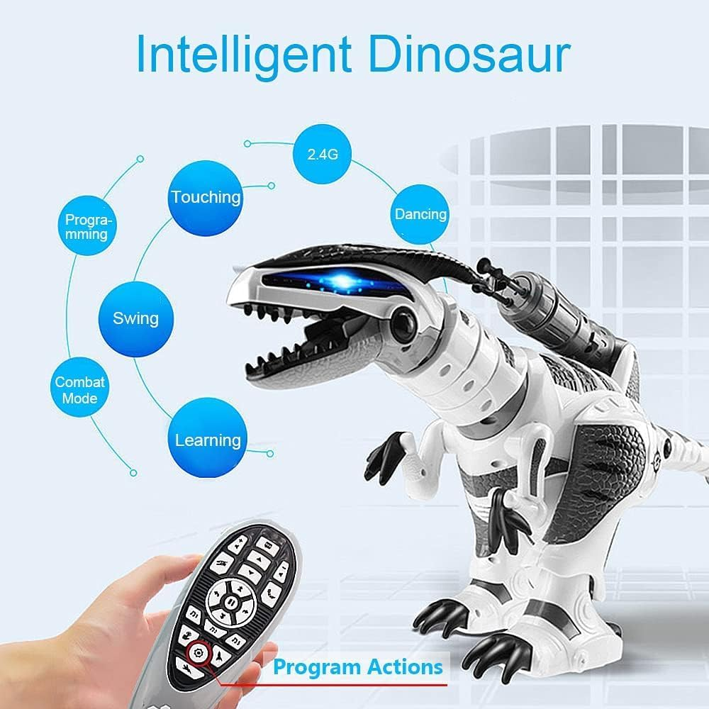 Qutumill Remote Control Dinosaur Robot RC Interactive Electronic Pet Dinosaur Programmable Robotic Dino T-Rex Toys with Fight Mode Walking Singing Dancing image number 3