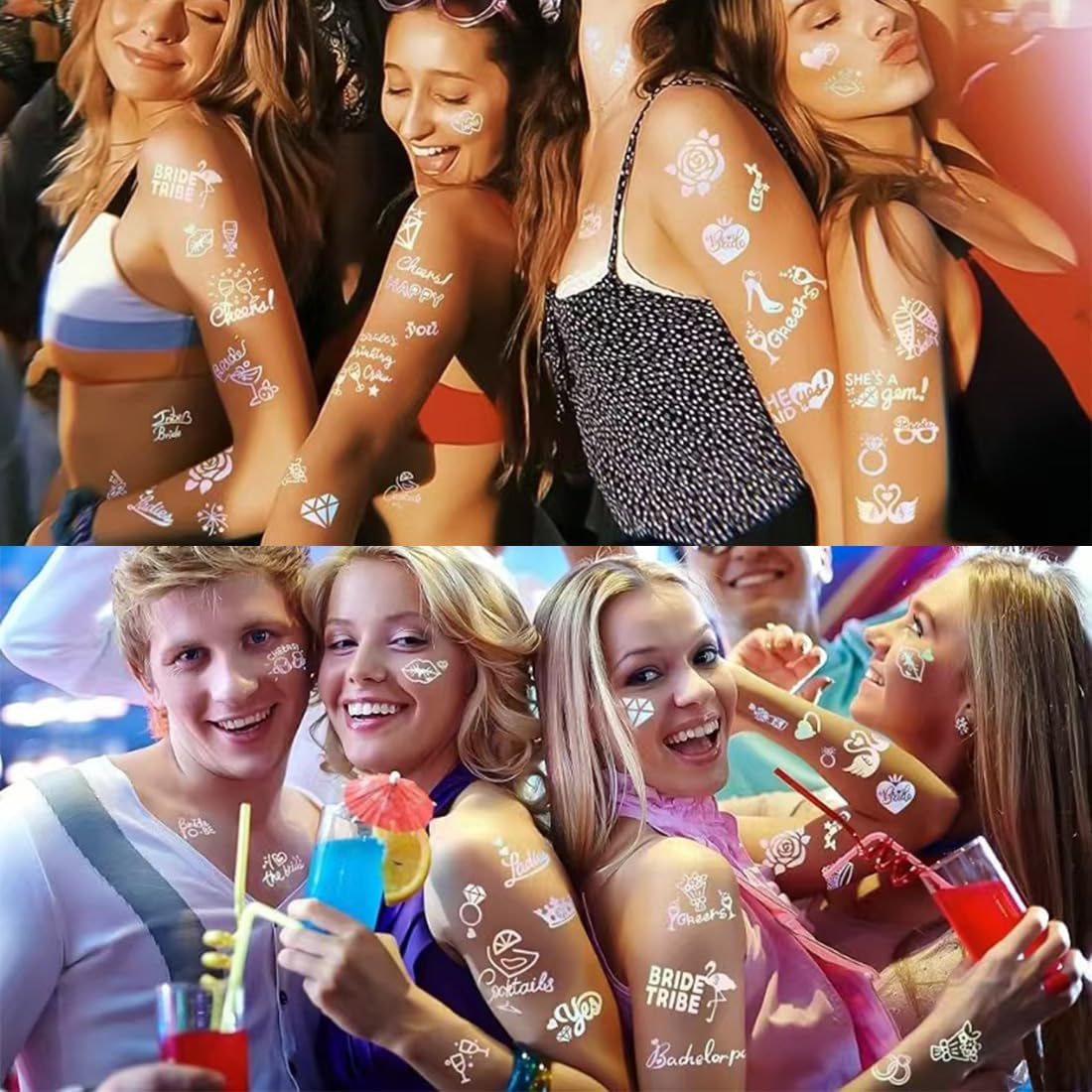 GGUFAY Hen Night and Bride Tattoos Team Bride for Wedding Bachelor Hen Party (4 Sheets) image number 4