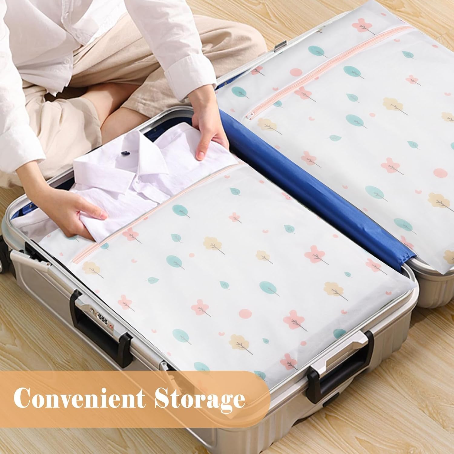 5-Piece Laundry Bag Set: Mesh Washing Bags with Premium Zipper, Specialized for Delicates Wash &ndash; Fits Blouses, Hosiery, Baby Clothes, plus Travel Laundry Bag for Efficient Laundry Organisation (Trees) image number 4