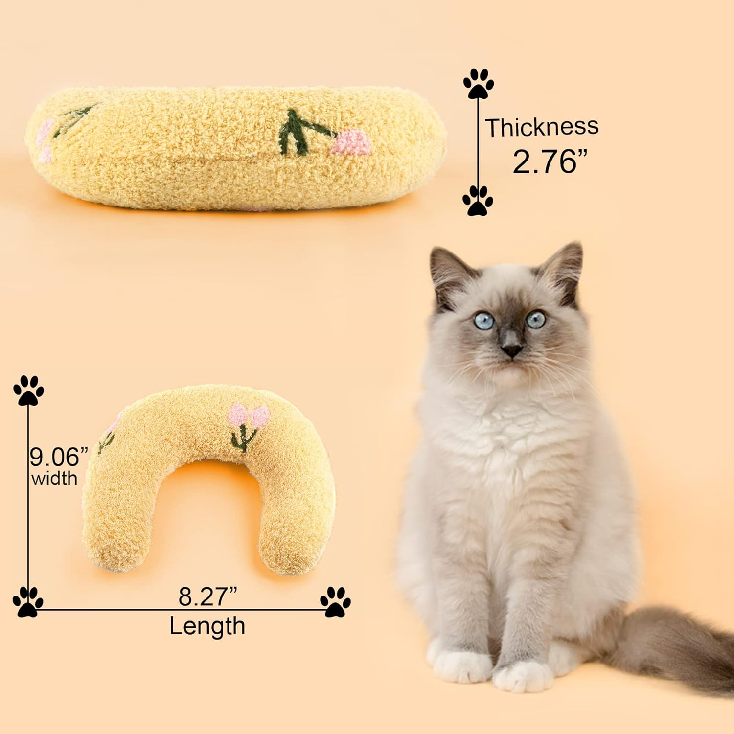Cat Pillows for Indoor Cat and Small Dog, Calming Dog Pillows, Half Donut Dog Cutated Calming Pillow, Cozy Cat Bed Pillow Cute Rabbit Pillows (Pink) image number 1
