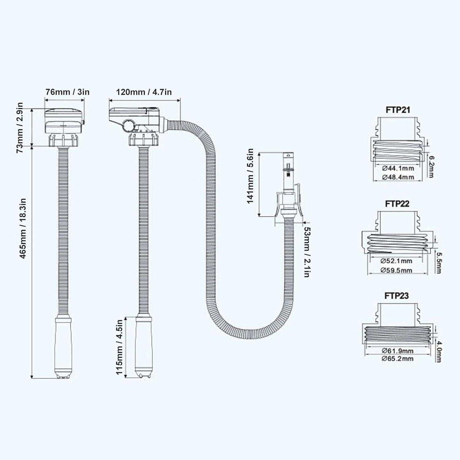 Automatic Fuel Transfer Pump, Flexible Intake Hose Fits Most Irregular Gas Cans for Gasoline Kerosene More, Fuel Transfer Pump with Automatic Stop Sensor with 3 Size Adapter image number 1