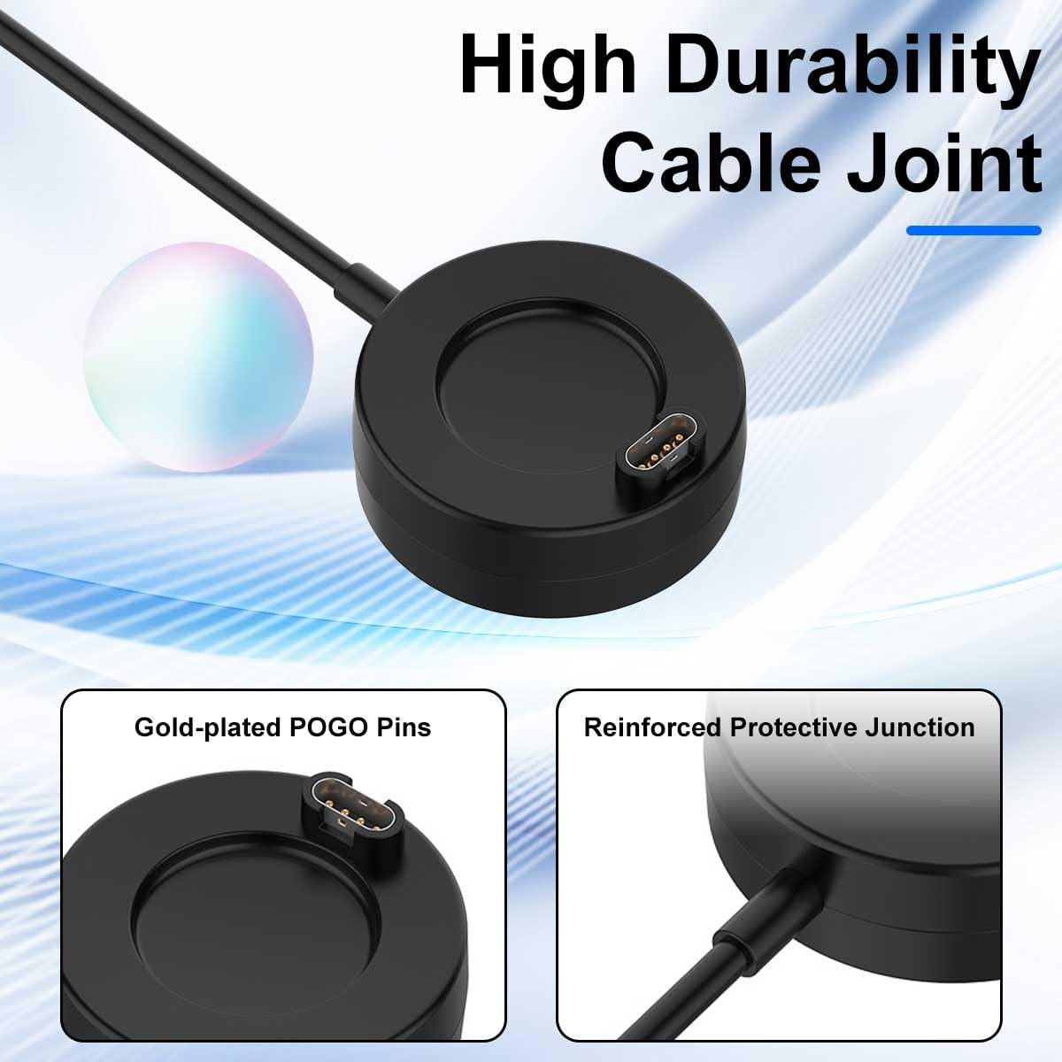 T Tersely USB-A Charging Cable Dock Charger Stand for Garmin Vivoactive 6/5/4/3, 1M for Garmin Tactix8 Amoled/Solar Venu 3/3S/Instinct Fenix 7 7S 7X 6 6S 6X/5 5S 5X/Forerunner 955 265 265S (Black) - Black image number 2