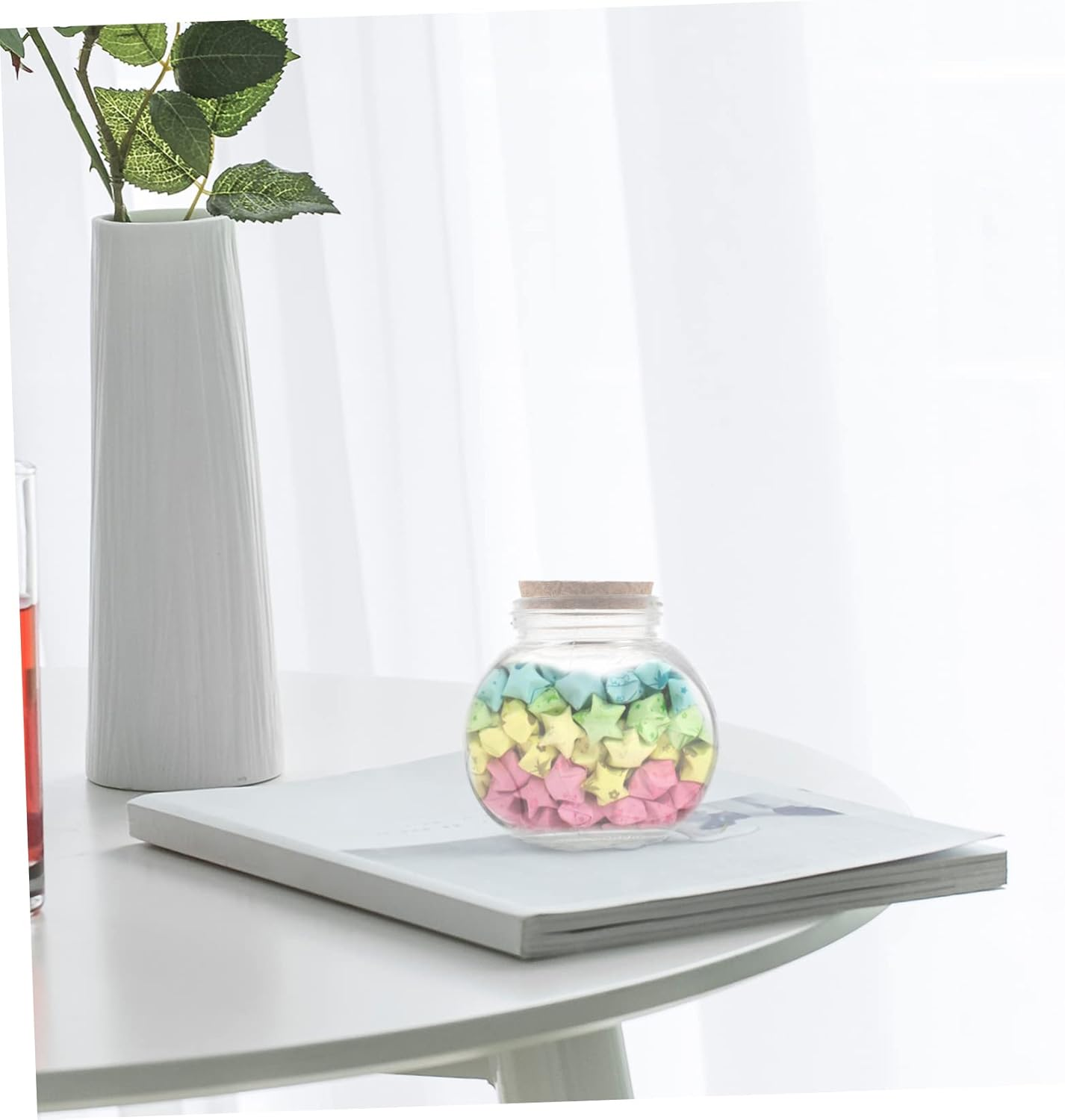 STOBAZA DIY Wishing Glass Bottle Wooden Cork Storage Jar for Creative Crafts Ideas and Home Decor