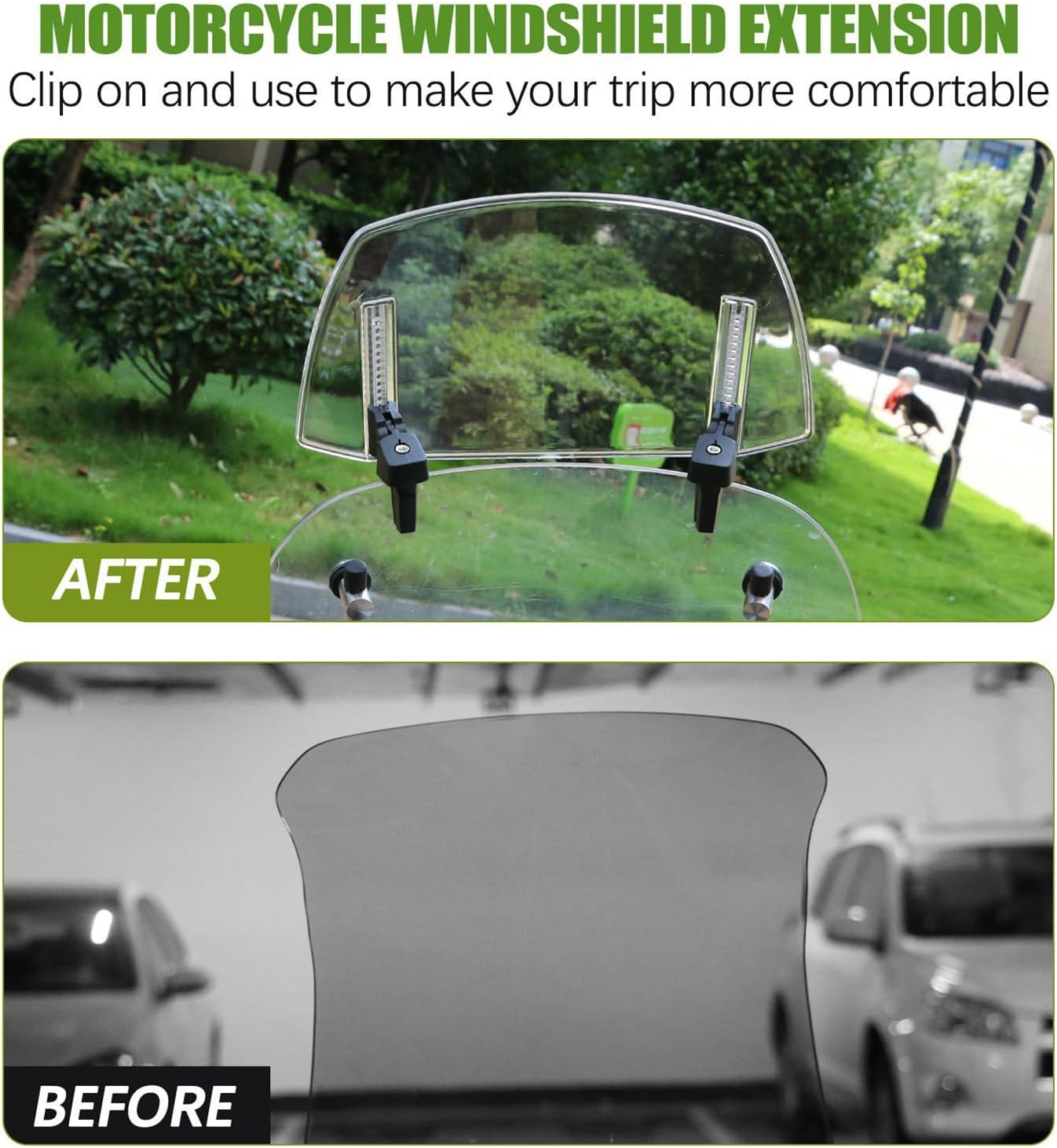 Motorcycle Windshield Extension - Motorcycle Windscreen Windshield - Modification Spoiler Extension Accessories Improved Stability for Motorbike Scooter ATV - Transparent image number 6