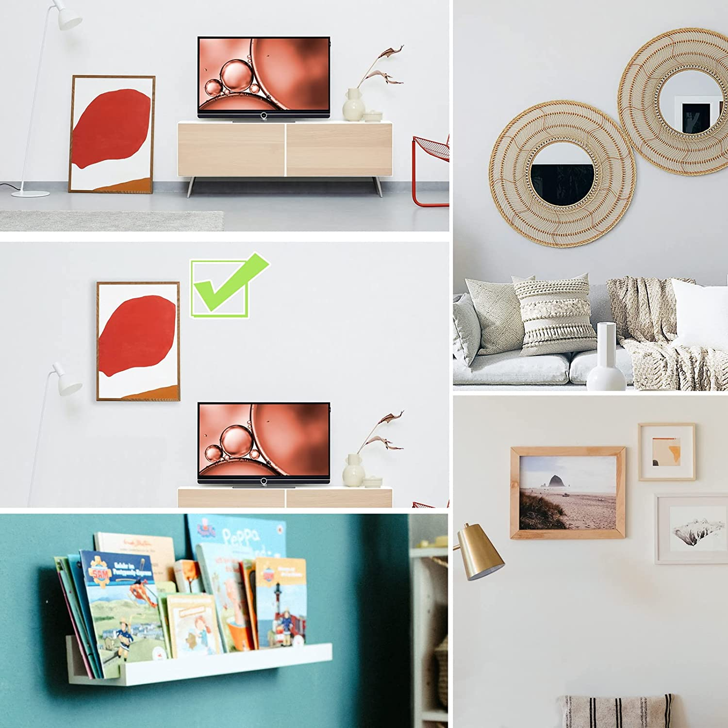 ANFU Keyhole Marker, Keyhole Slot Marking Tool, Picture Hanging Marking Tool, Wall Mount Marker Tool with Mini Bubble Level for Mark Nail Hole Frames Location (Red) image number 1