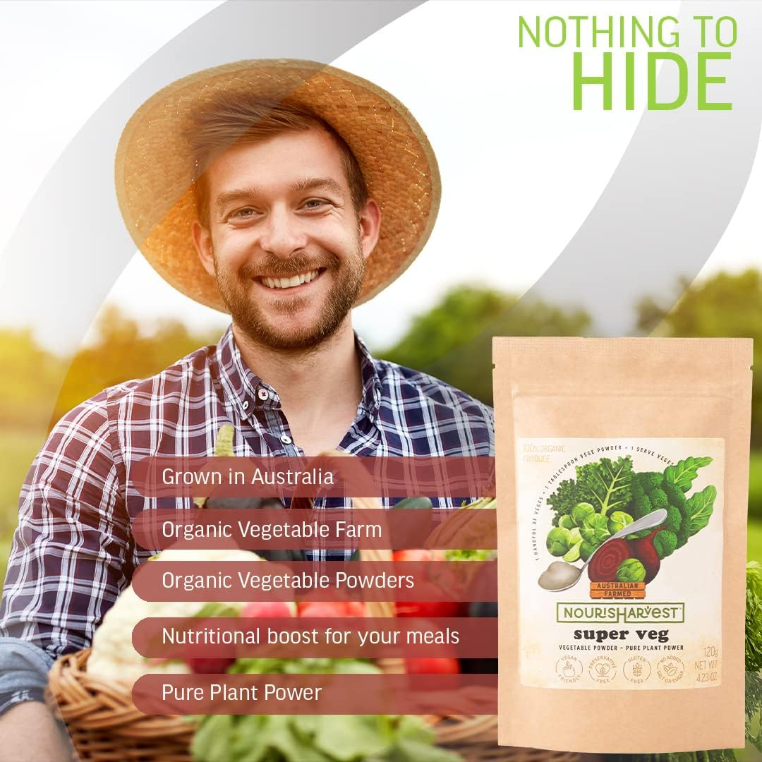 Beetroot, Broccoli & Kale Powder - Raw Superveg Blend for Smoothies & Seasoning, No Added Sugar, Preservatives-Free, Made from 100% Farm Fresh Vegetables - 120G