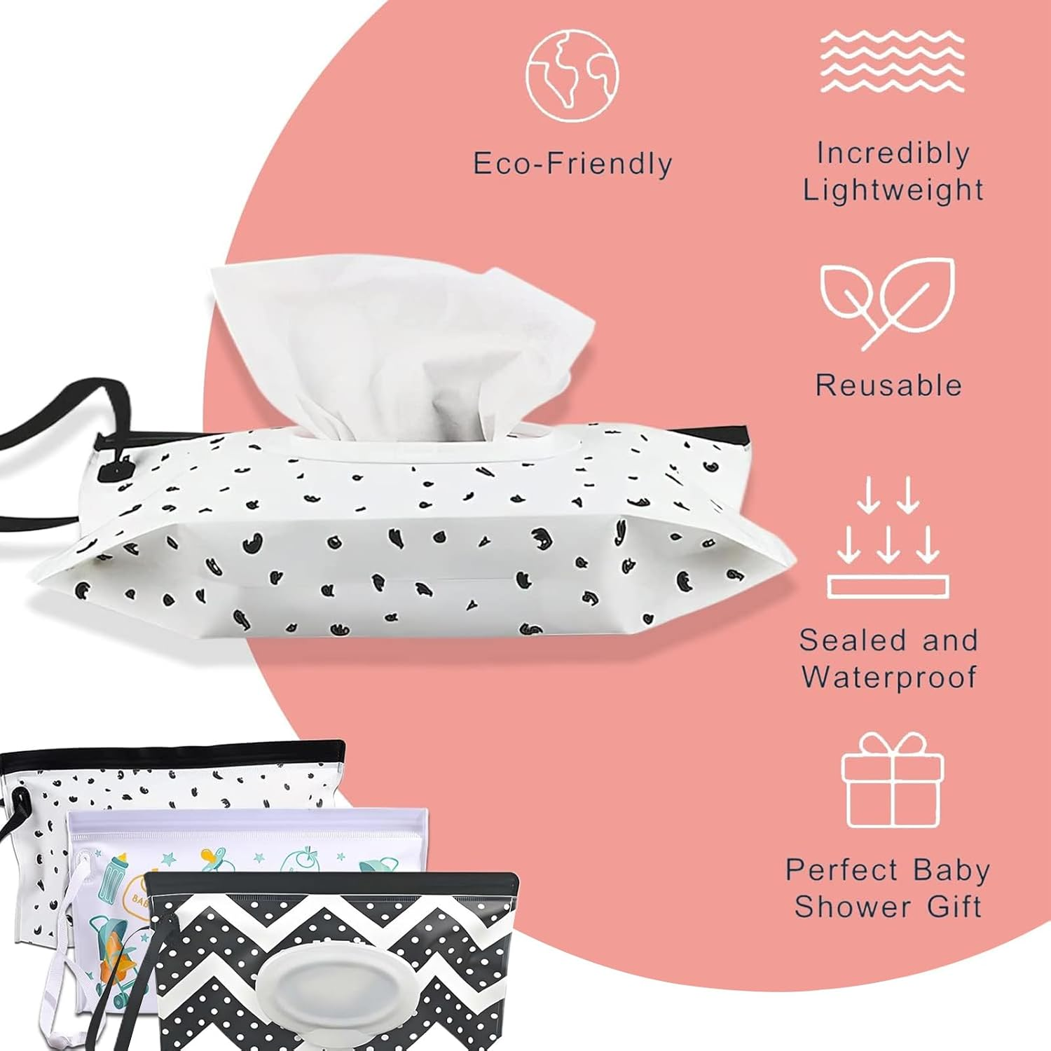 3PCS Baby Wipe Dispenser, Portable Refillable Wipe Holder, Reusable Wipes Case, Wipes Container, Baby Home Kitchen Office Travel. image number 3