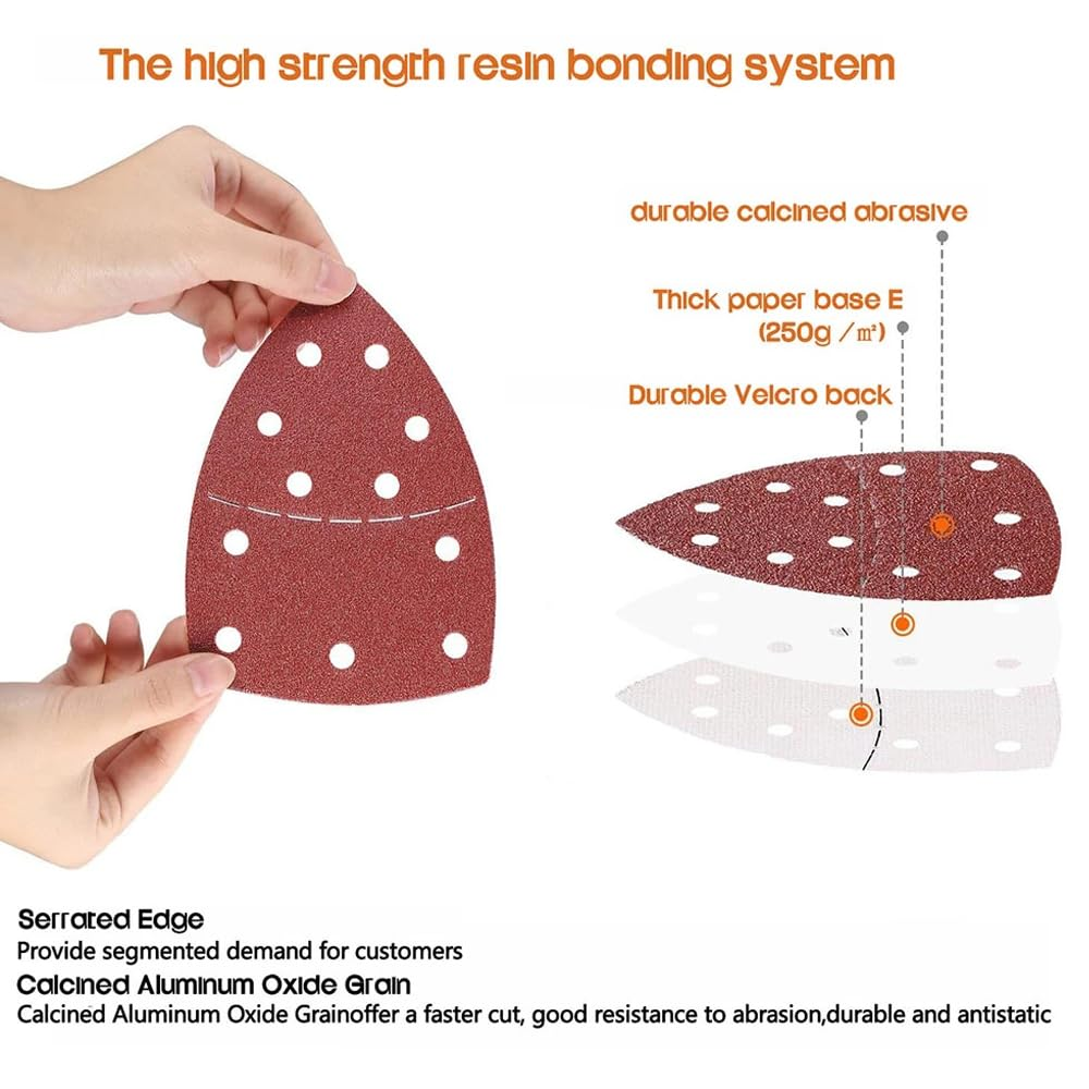 60X Sanding Sheets Triangle Mouse Detail Sander Pads 60 Grit image number 6