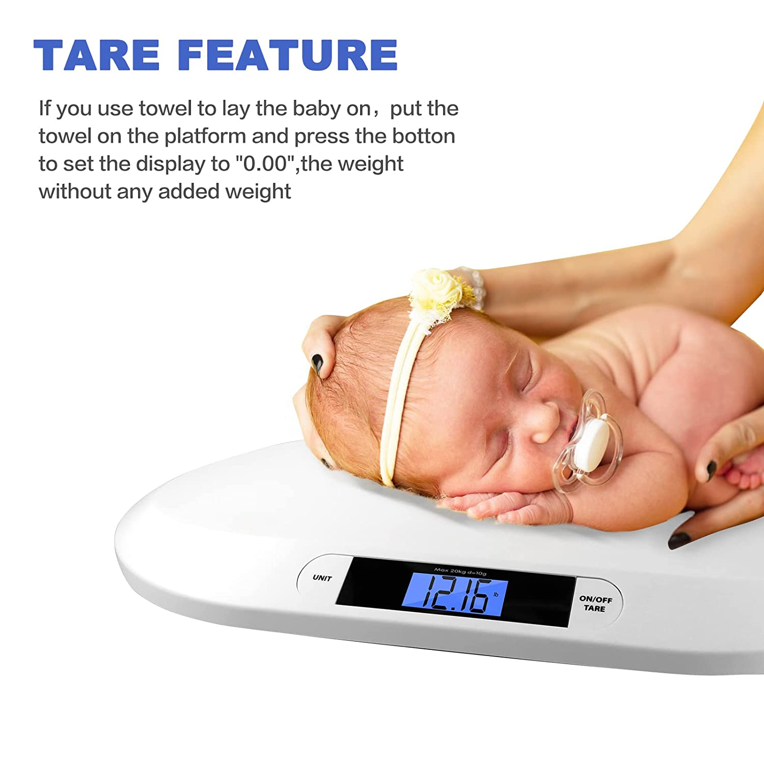 Digital Baby Scale, Infant Scale for Weighing in Pounds, Ounces, or Kilograms up to 44 Lbs, Newborn Baby Scale with Hold Function, Pet Scale for Cats and Dogs image number 2