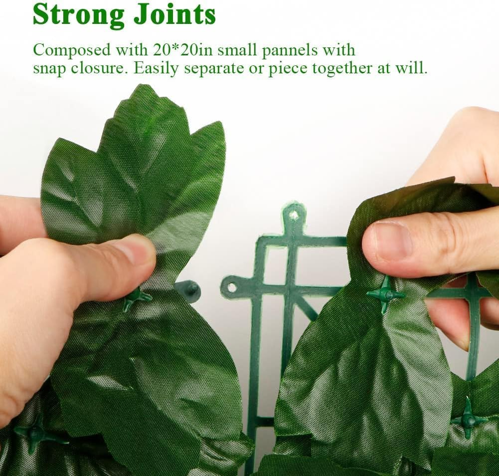 Artificial Ivy Privacy Screen for Fence, 1 * 3M Strengthened Joint Prevent Leaves Falling Off, Faux Hedge Panels Greenery Vines (Green Maple Leaf B) image number 3