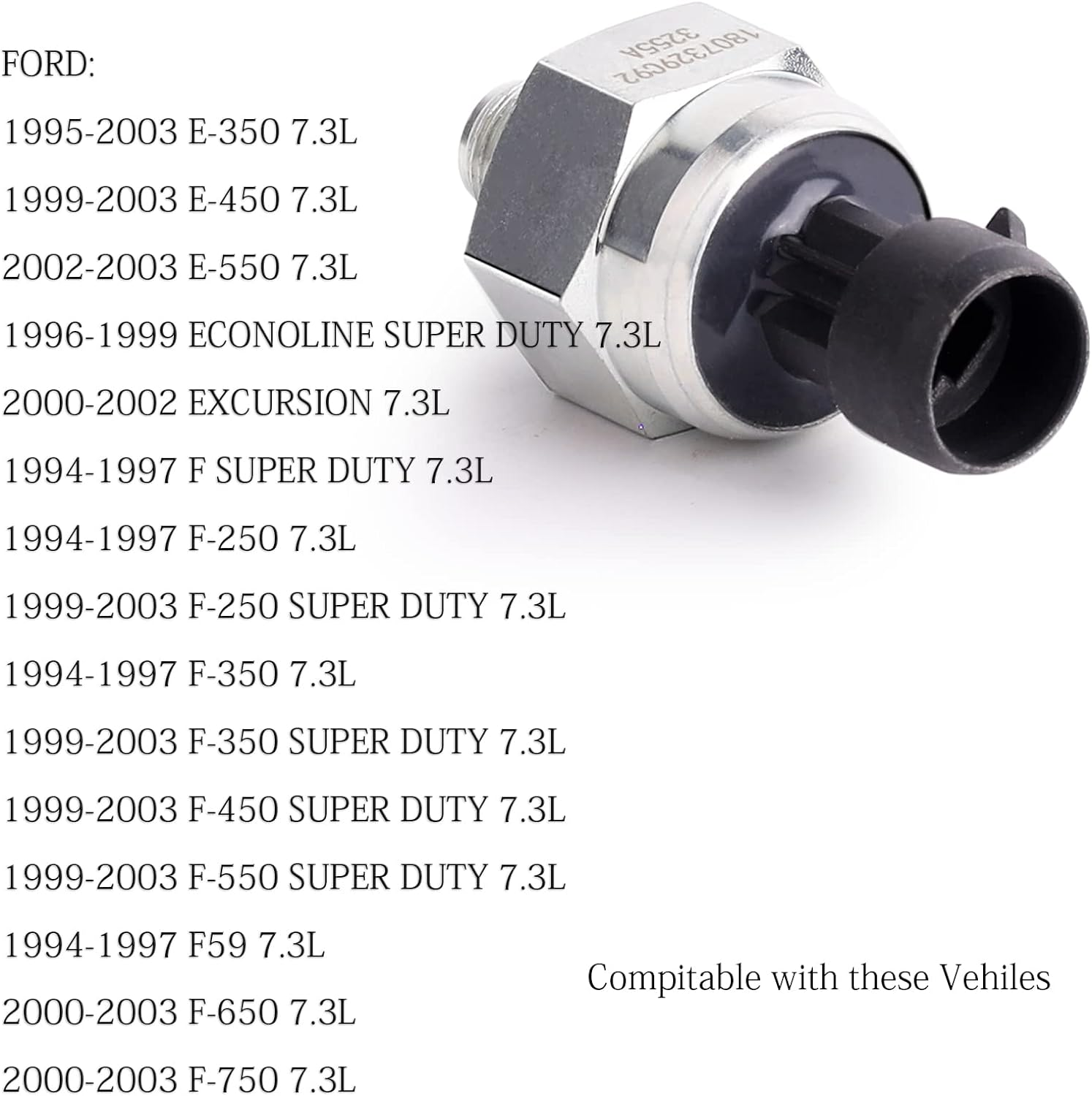 Injection Control Pressure ICP Sensor for Ford 7.3 7.3L Powerstroke 1807329 C92 &hellip; image number 1