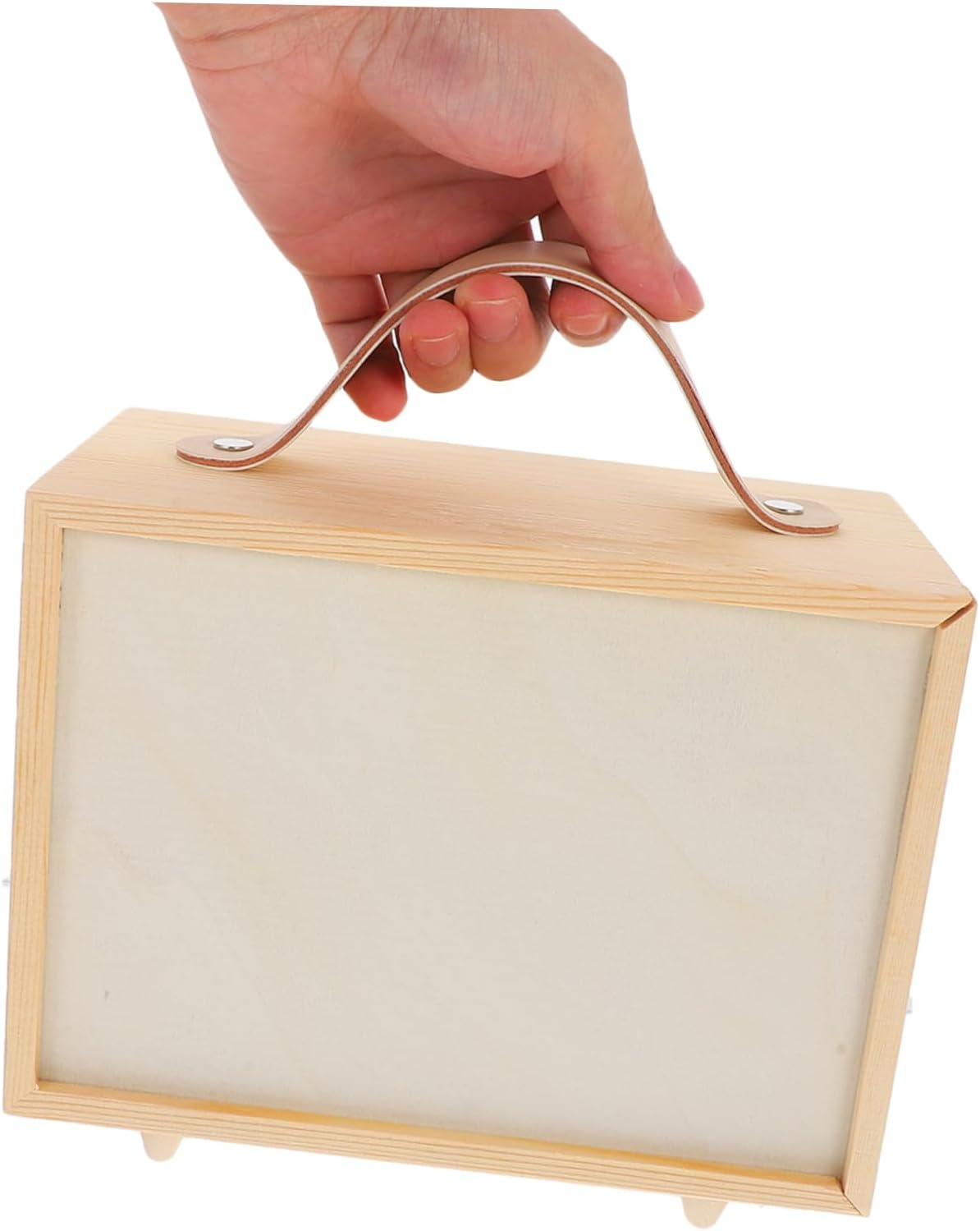 Wooden Keepsake Box with Handle Unfinished Rustic Jewelry Organizer for Weddings Parties and DIY Painting Durable Solid Storage for Dolls and Collectibles