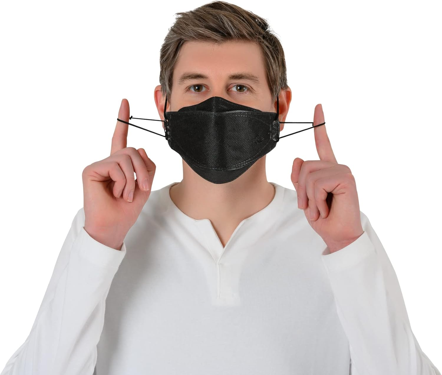 BOTN 11Pcs Black KF94 Protective and Safety Face Mask for Adult, 4-Layer Filter and 3D Design, Adjustable Strap and Premium Quality Made in Korea (Black, Large) image number 4