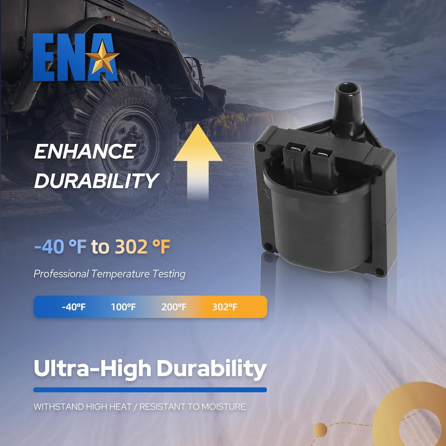 ENA Ignition Coil Pack Compatible with Toyota Pickup Cressida Celica Corolla Tercel 4Runner, Automotive Replacement Parts for C865 UF-12 image number 6