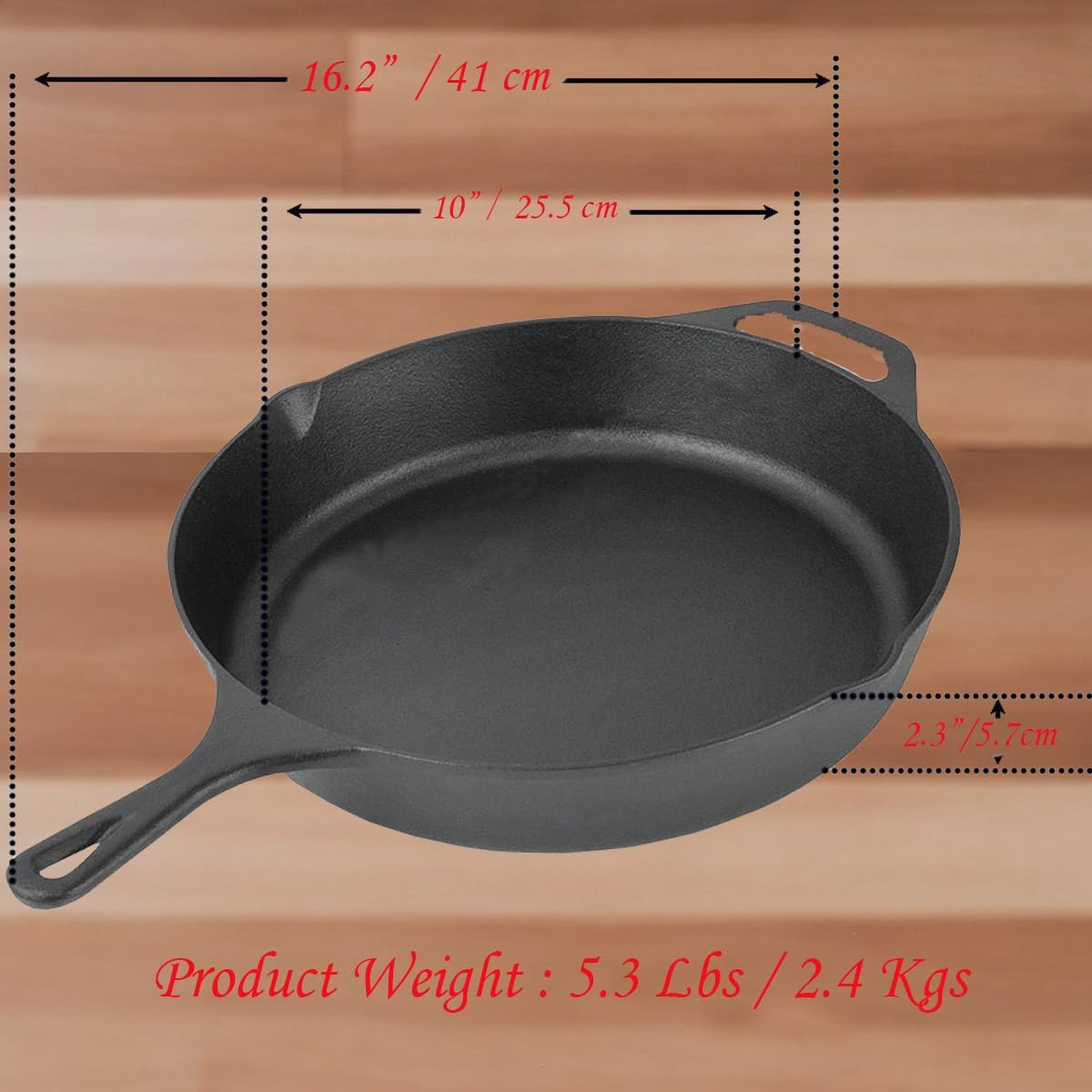 La Cuisine Pre-Seasoned Cast Iron 10&rdquo; (25 Cm) Skillet Griddle Frying Pan &ndash; Ideal for Indoor & Outdoor Use, Oven Safe. PFOA and PTFE Free