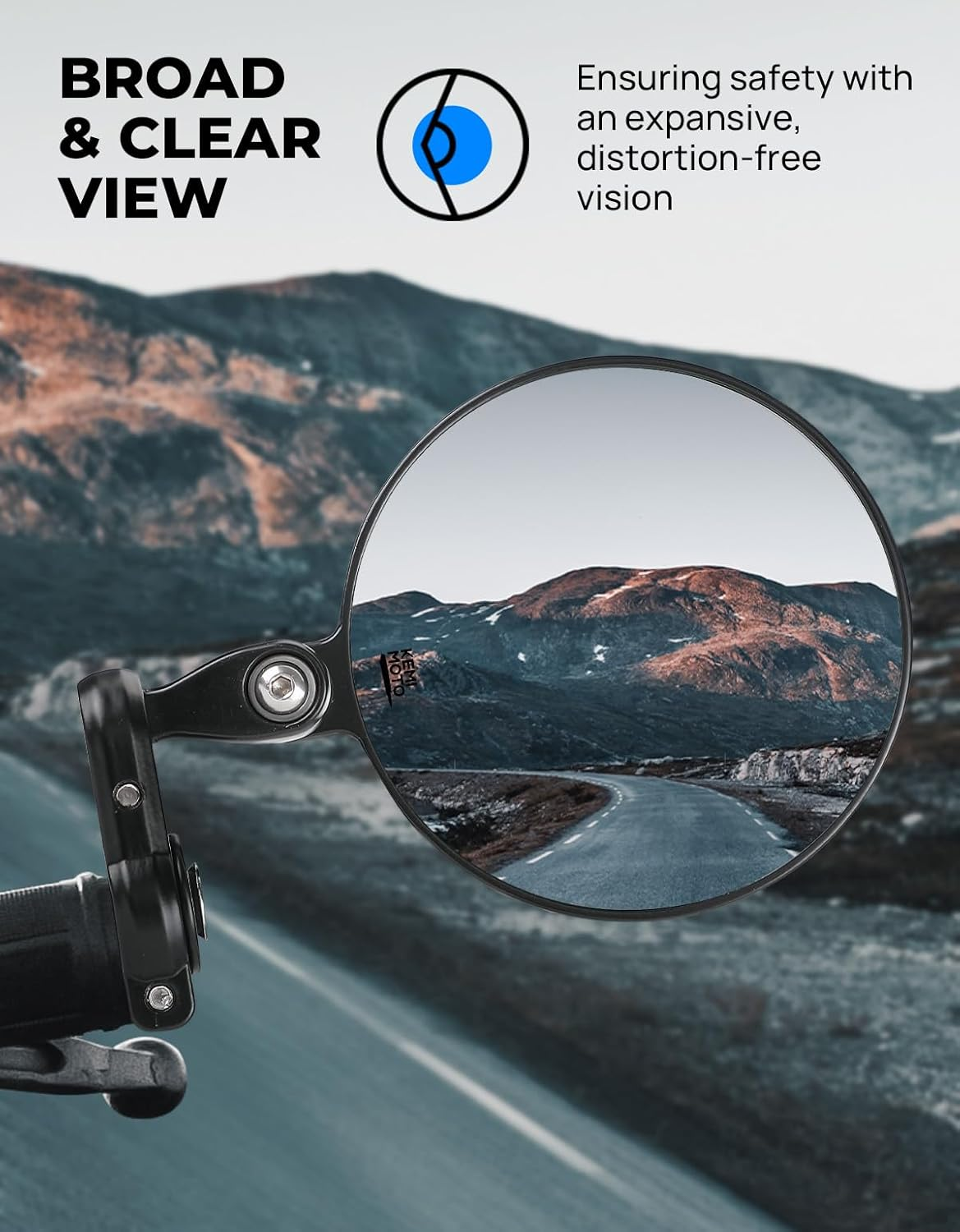 KEMIMOTO Universal Motorcycle Mirror, 360&deg; Rotatable Motorcycle Handlebar Bar Rear View Side Mirror, Compatible with 13-21 Mm Handlebar Inner Diameter image number 5
