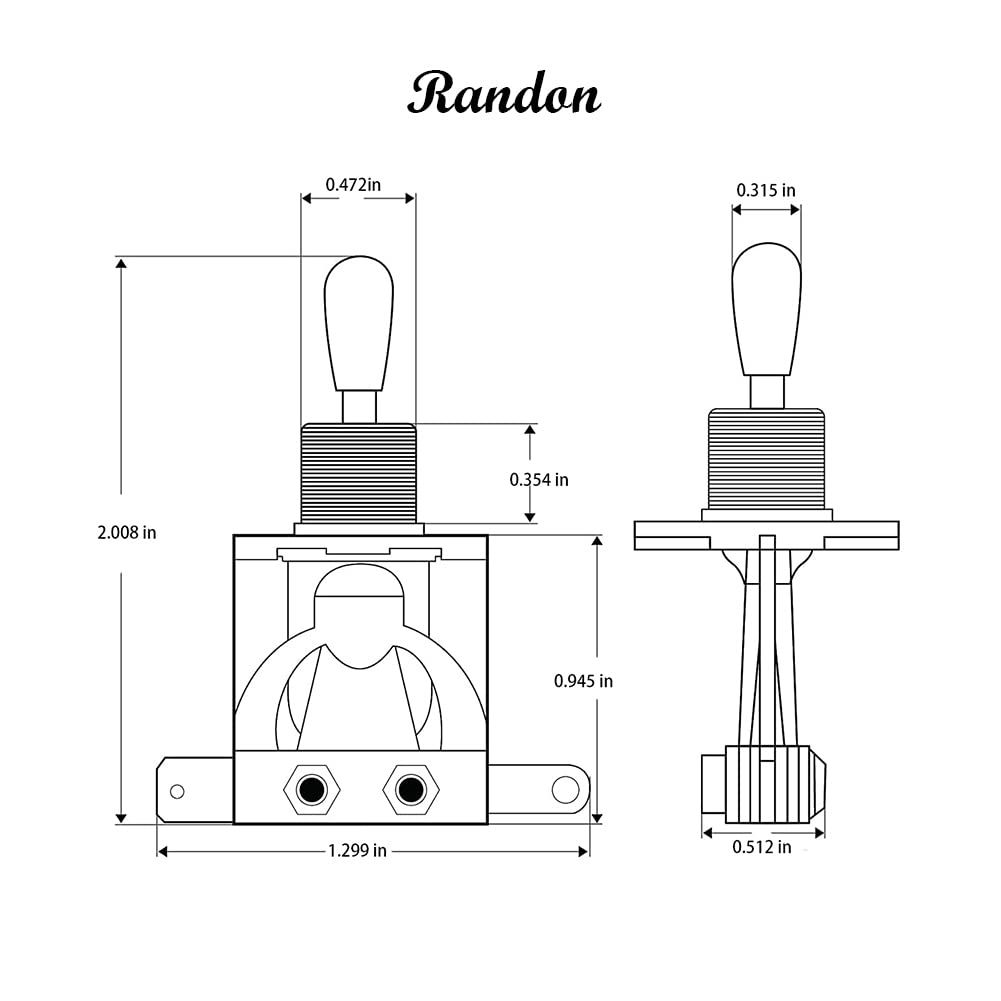 Randon 3 Way Short Straight Guitar Toggle Switch Pickup Selector with Tip Knob Caps Compatible with Gibson Toggle Les Paul Electric Guitars image number 1