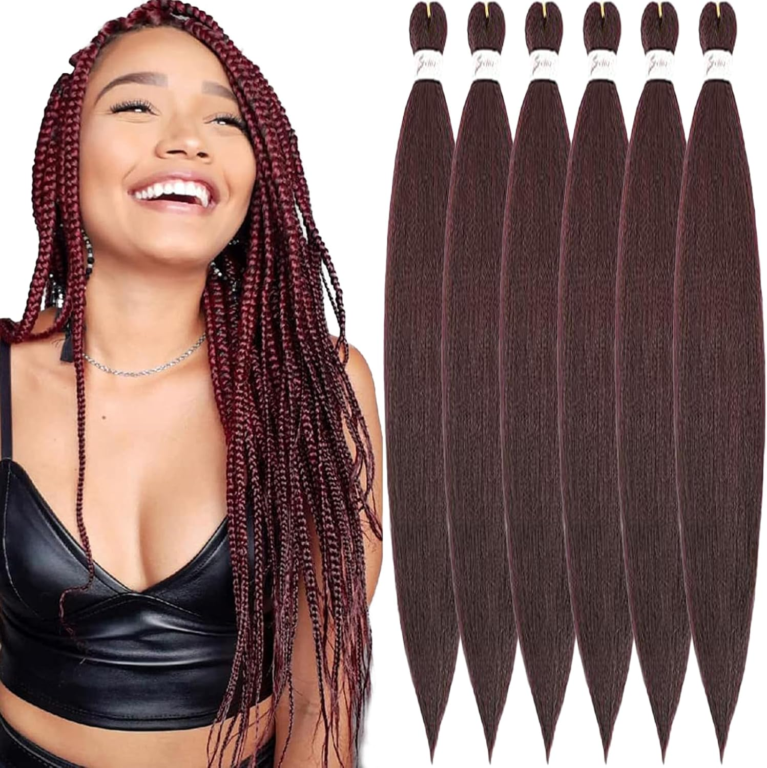 Xusuperb 30 Inch Long Pre Stretched Braiding Hair Silver Grey Easy Braids Extensions Silver Kanekalon Synthetic Hair for Braiding 6 Packs Pre-Stretched Braiding Hair Yaki Braids Hair Extensions (Grey