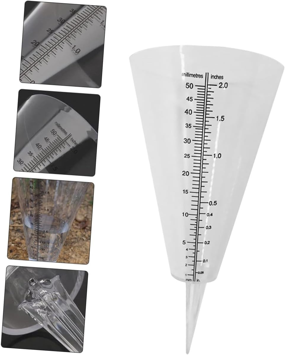Angoily 2Pcs Transparent Cone Shaped Rain Gauge with Scale Portable Lawn and Farming Rainfall Measuring Cup for Outdoor Garden and Meteorological Use image number 2