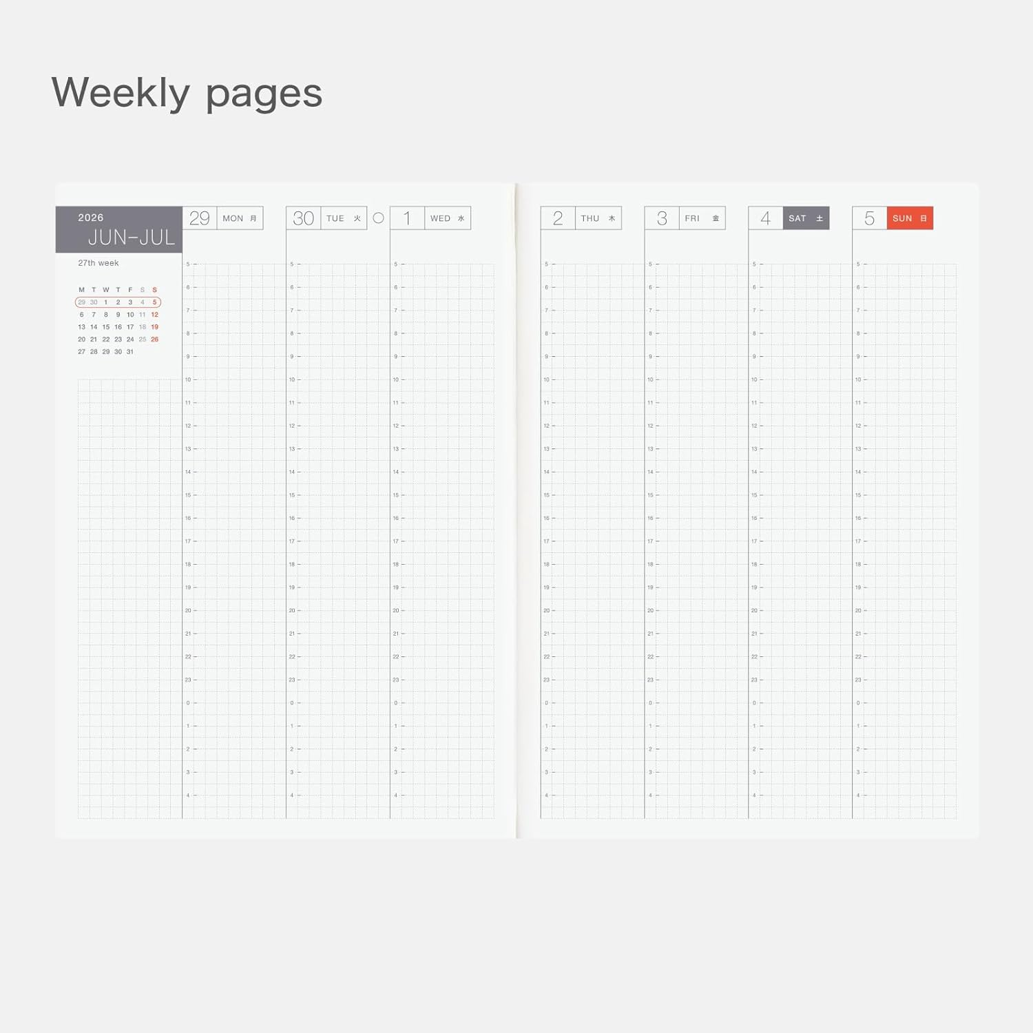 Hobonichi Techo 2026 Cousin Book &ndash; A5, English, Daily, Weekly, Jan Start, Mon Start, Planner