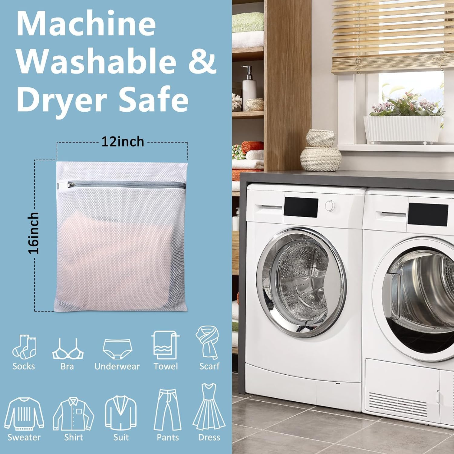 Mumoo Bear 3Pcs Durable Honeycomb Mesh Laundry Delicates Bags Lingerie Bags for Delicates, 12X16 Inch Suitable for Washing Machines and Dryers,Enhanced Design for Superior Garment Protection image number 4