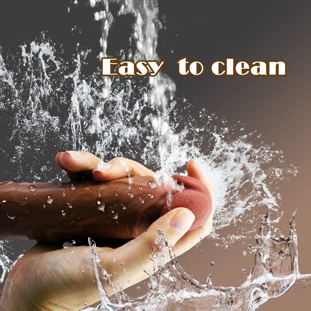 8.3'' Realistic Dildo Dual-Layer Liquid Silicone Dildo with Strong Suction Cup,Oixgirl Lifelike Penis Sex Toy Flexible G Spot Dildo with Curved Shaft and Balls image number 2