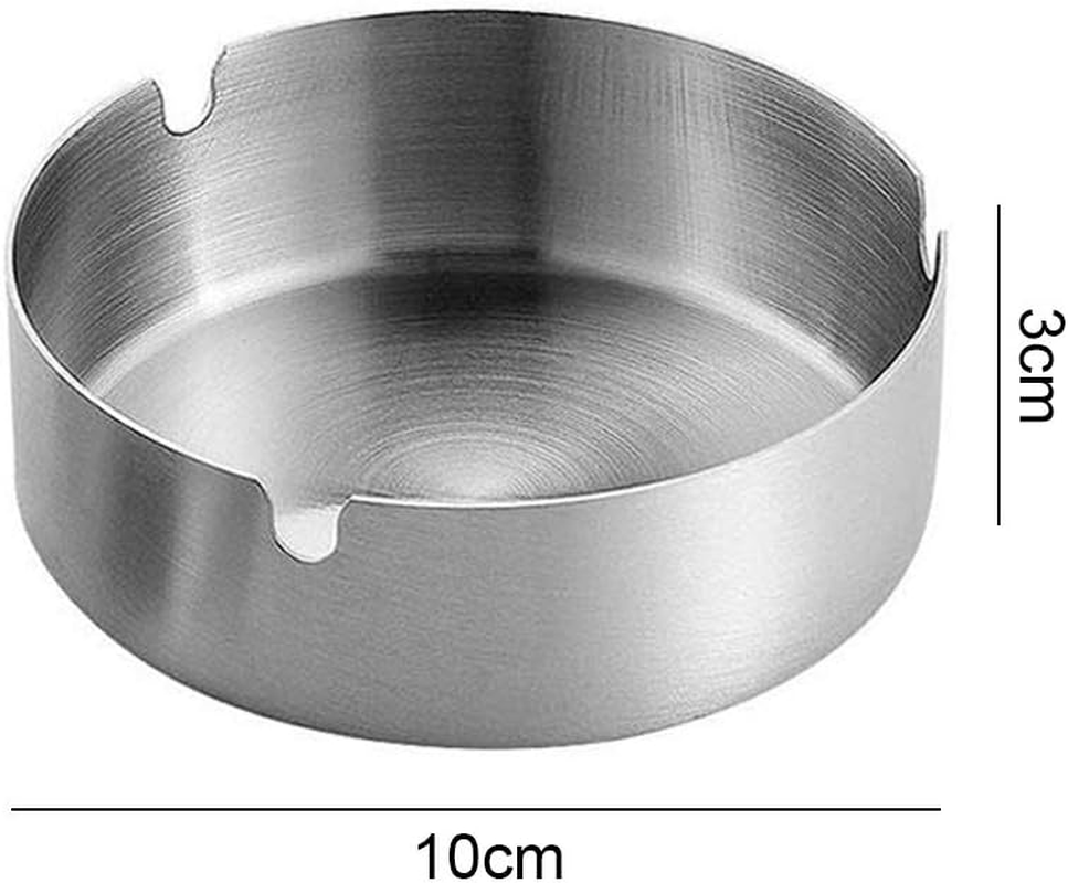 Pack of 4 round Stainless Steel Cigarette Ashtray Set for Outdoor and Home (Medium) image number 1