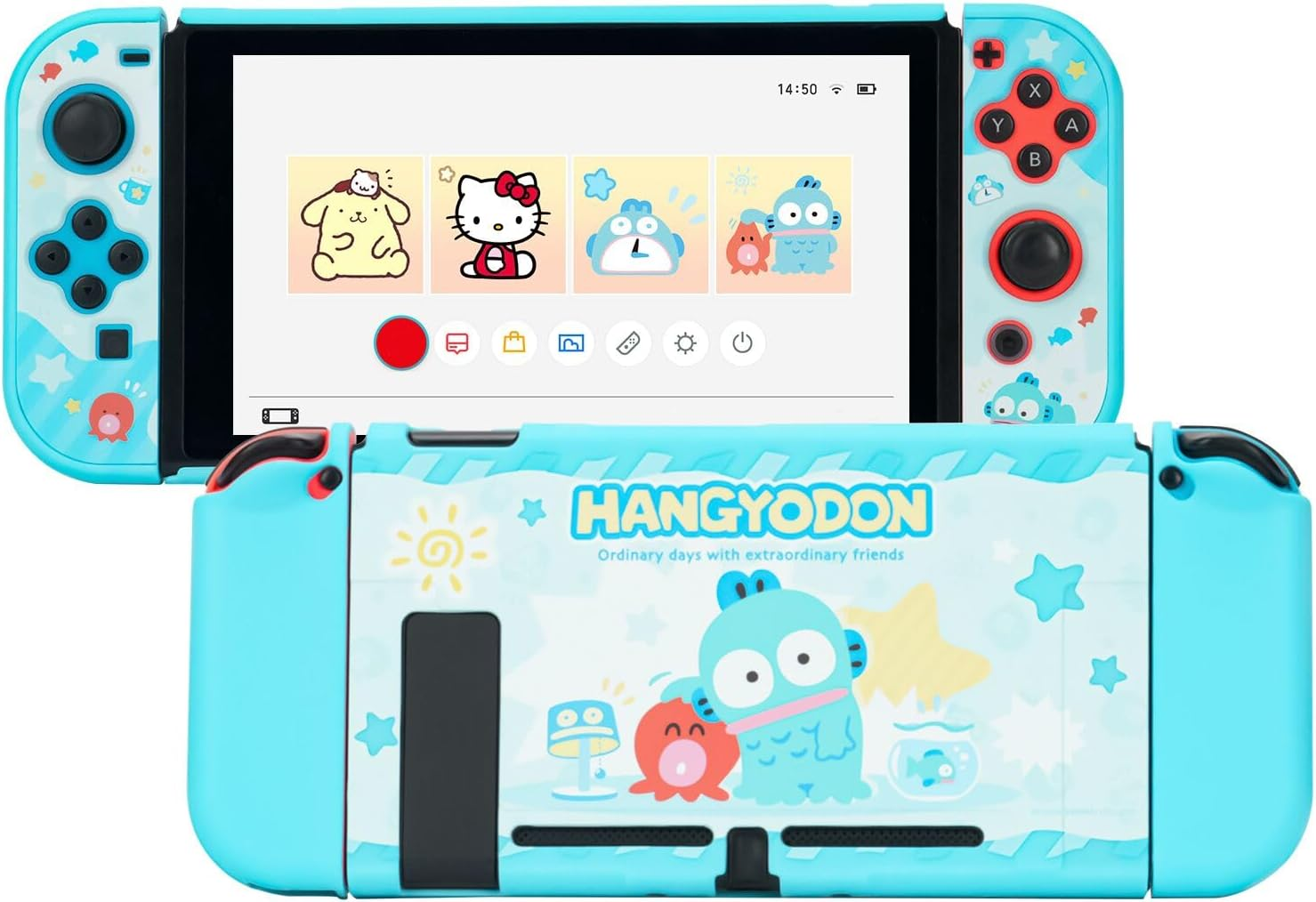 Protective Shell for Regular Switch,Kawaii Cartoon Dockable Case for Regular Switch,Anti-Scratch and Shock-Absorption Design Cover Skin (Blue) image number 2