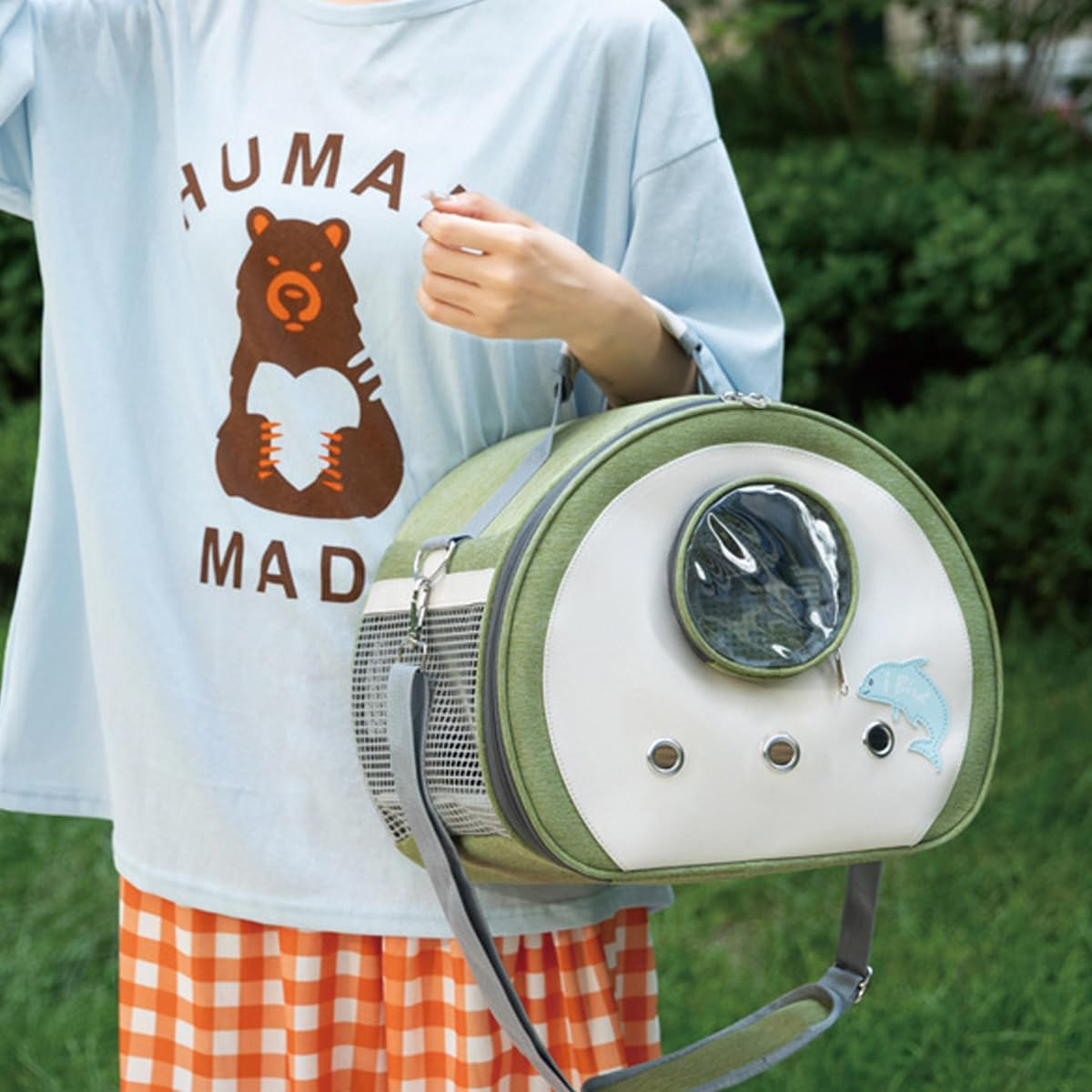 AIMALL Portable Small Pet Carrier Bag with Bubble Window Breathable Mesh Travel Backpack for Hamster Sugar Glider Small Animals - Pink image number 5