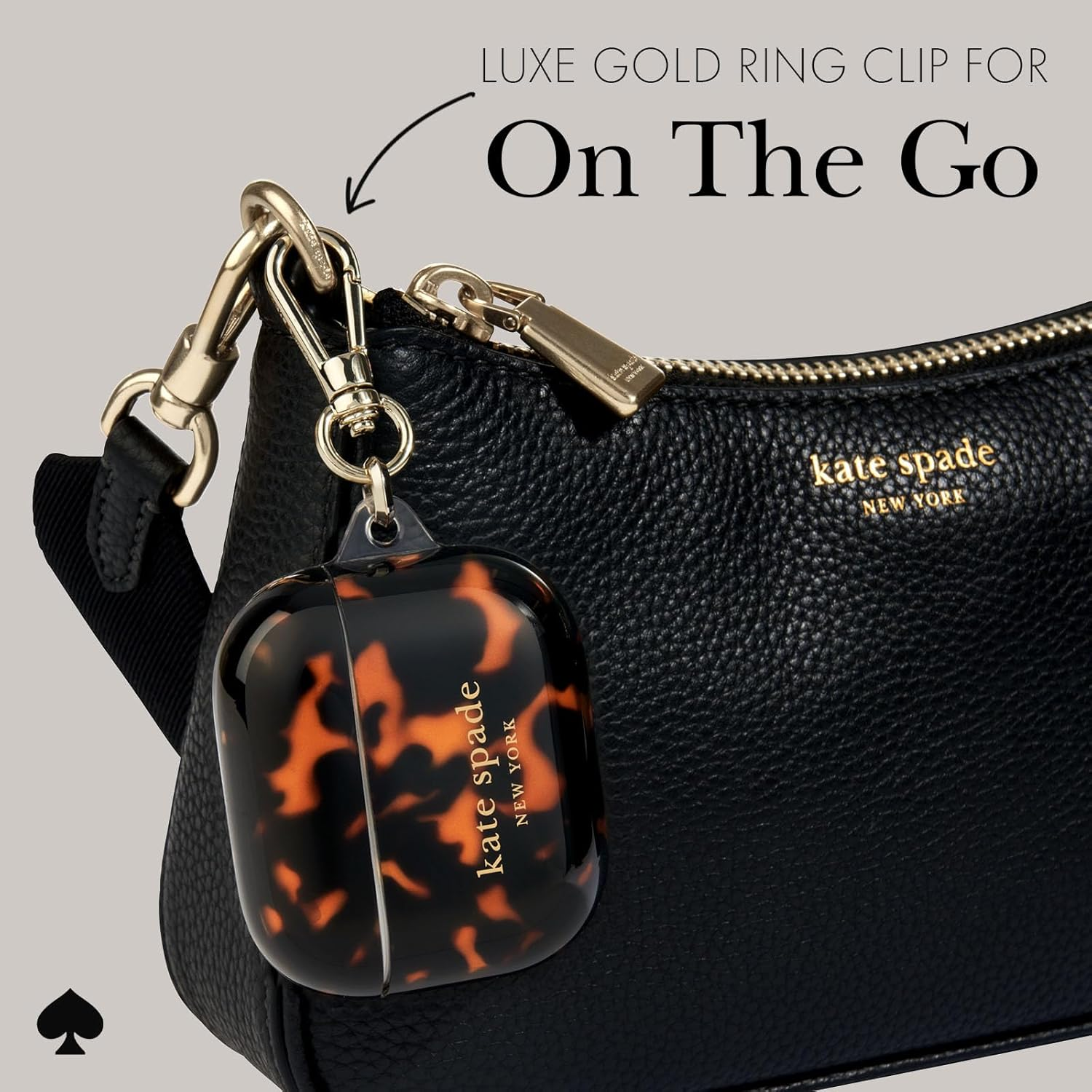 Kate Spade New York Airpods Protective Case with Keychain Ring - Tortoiseshell, Compatible with Airpods 3Rd Generation image number 3