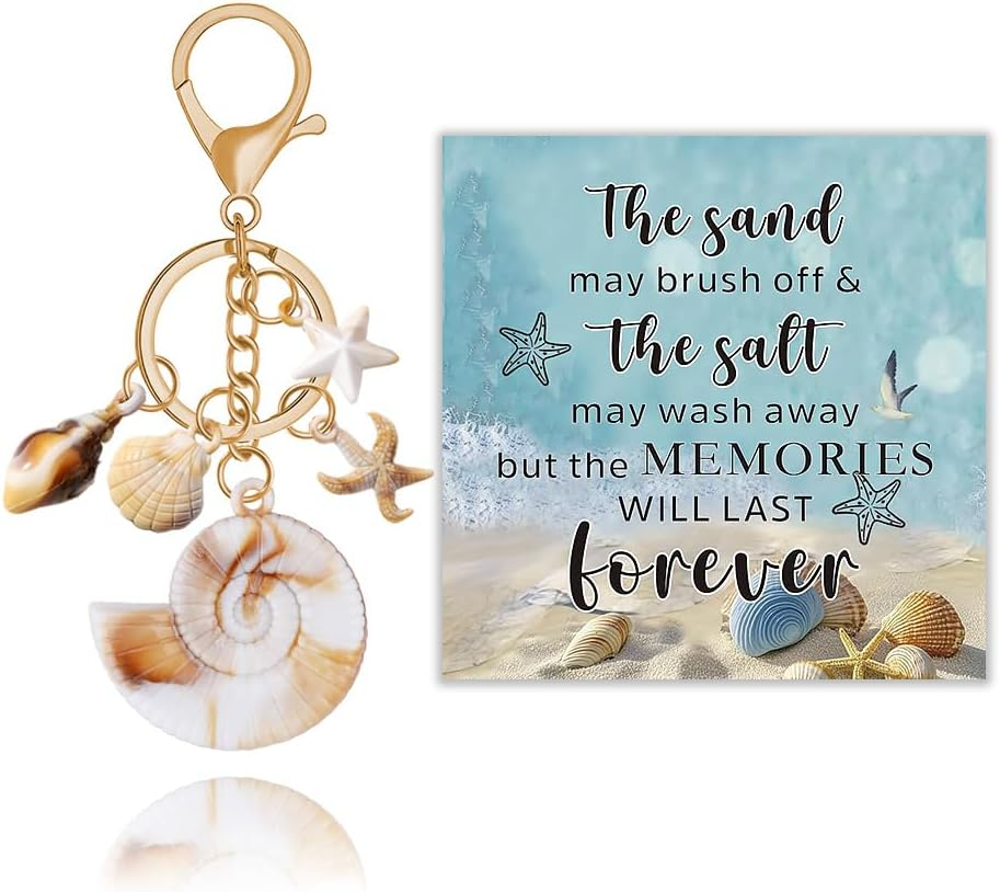 YALLNASL Seashell Bag Charms for Tote Bags Beach Accessories for Purse Backpack Men Women Inspirational Beach Keychains