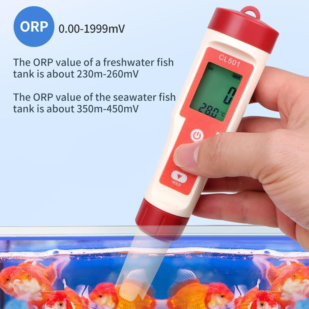B-Qtech Water Quality Tester, Ph/Cl/Orp/H2/Temp 5 in 1, Chlorine Tester Digital, Portable PH Tester with LCD Display, for Drinking Water, Swimming Pool, Pool, Spa or Laboratory image number 6
