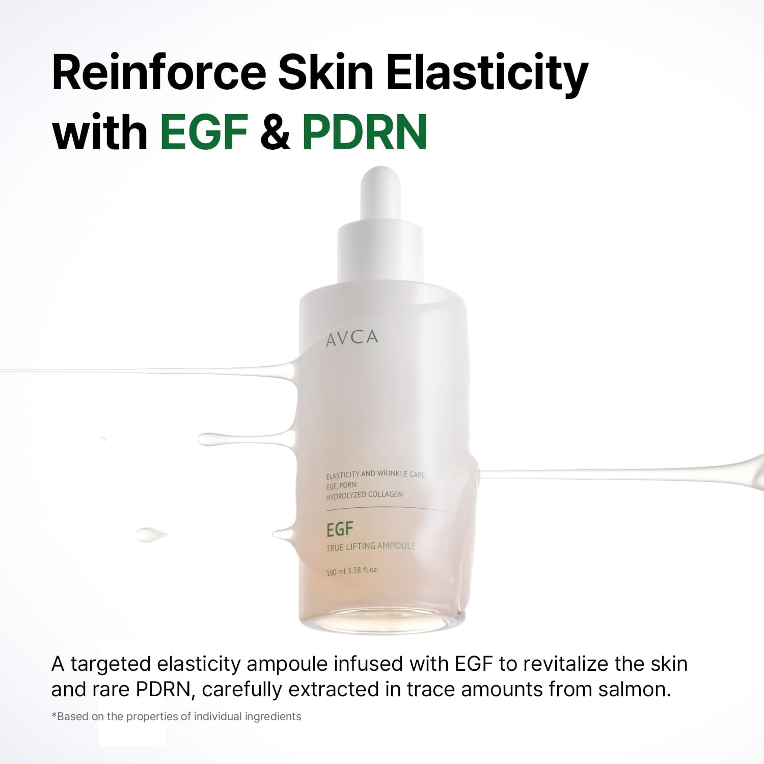 AVCA EGF & PDRN Lifting Serum 100Ml &ndash; Firming & Elasticity Support with Hydrolyzed Collagen + Panthenol, Improves Look of Fine Lines, K-Beauty image number 3