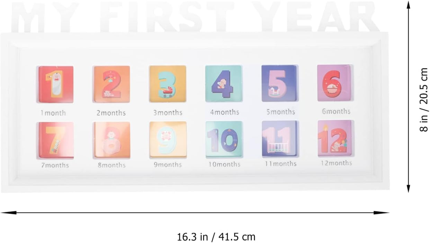 Kisangel Memorial Picture Frame 12 Photo Frame Picture Frame My First Photo Album for Baby Infant Photo Kid Infant Photo Frame Essentials PVC Film White Child Newborn Clip Photo Frames image number 6