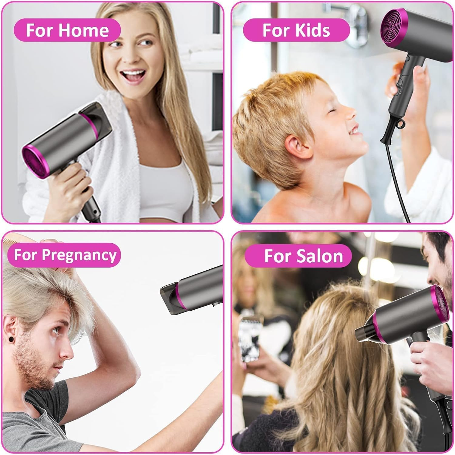 Hair Dryer (AU Plug) Professional Ionic Hairdryer with 2 Speed 3 Heat Setting, Cool Shot Button, 1 Diffuser & 2 Concentrator for Women Man with Stand image number 3