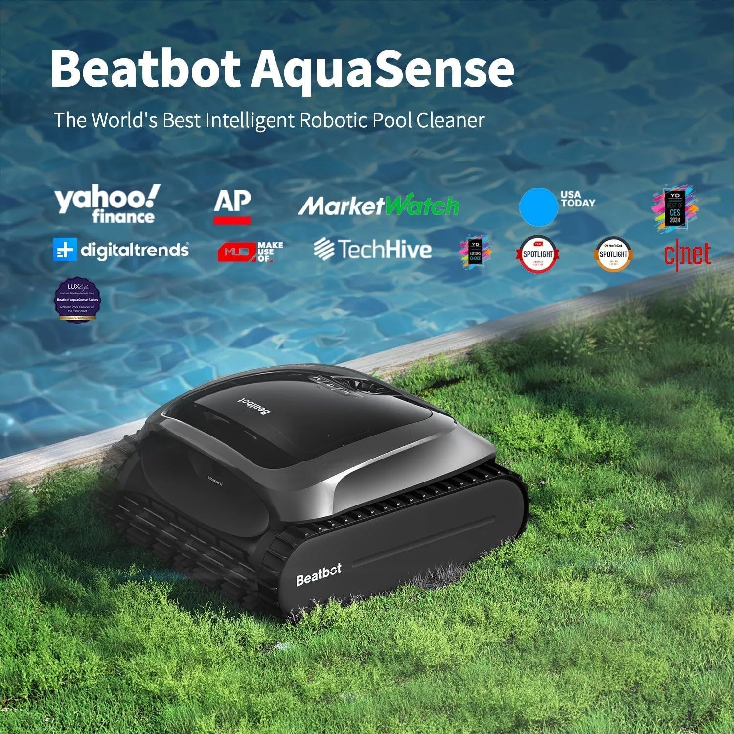Beatbot Aquasense Cordless Robotic Pool Vacuum Cleaner - Intelligent Path Opimization, Cleans Floor, Walls, and Waterline - Suitable for above & In-Ground Pools up to 210M&sup2; (Light Gray) image number 1