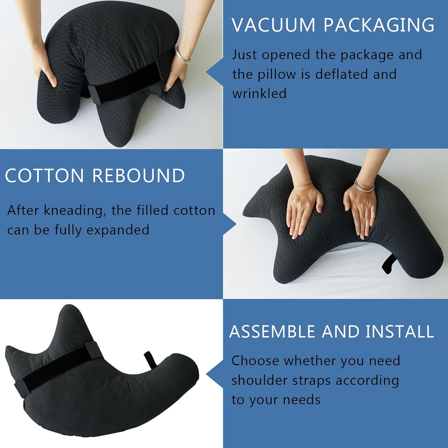 Shoulder Surgery Pillow, Shoulder Pillow for Shoulder Pain, Rotator Cuff Pillow, Arm Pillows for Adults after Surgery, Side Sleeper Pillow for Neck and Shoulder Pain Relief (Black with Strap) - Black With Strap image number 1