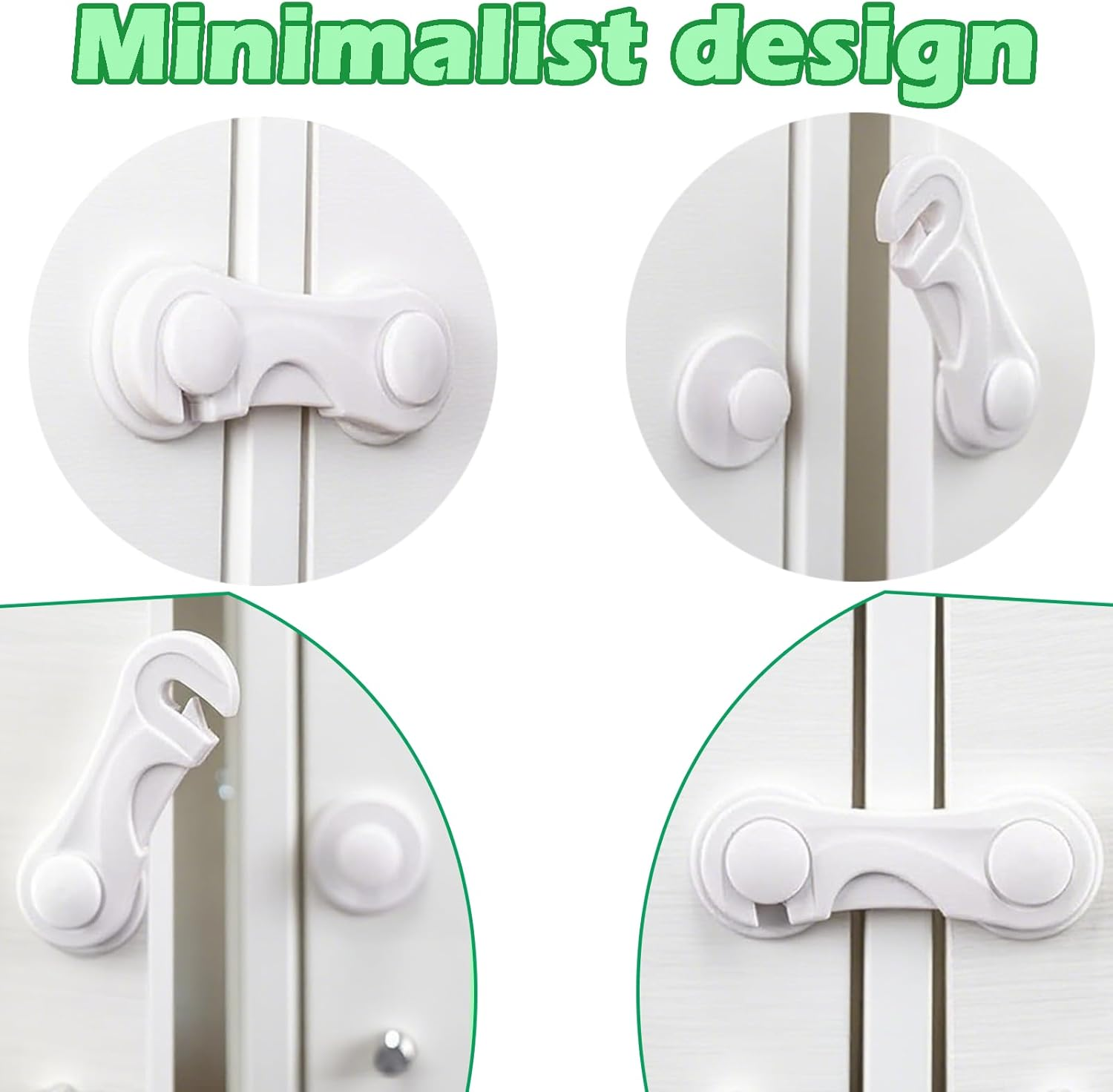 6 PCS Hrenvaxil Child Safety Locks - Child Locks for Cabinets and Drawers, Door Lock, No Drilling for Cabinet Doors, Pantry, Closet, Wardrobe, Cupboard Locks image number 3