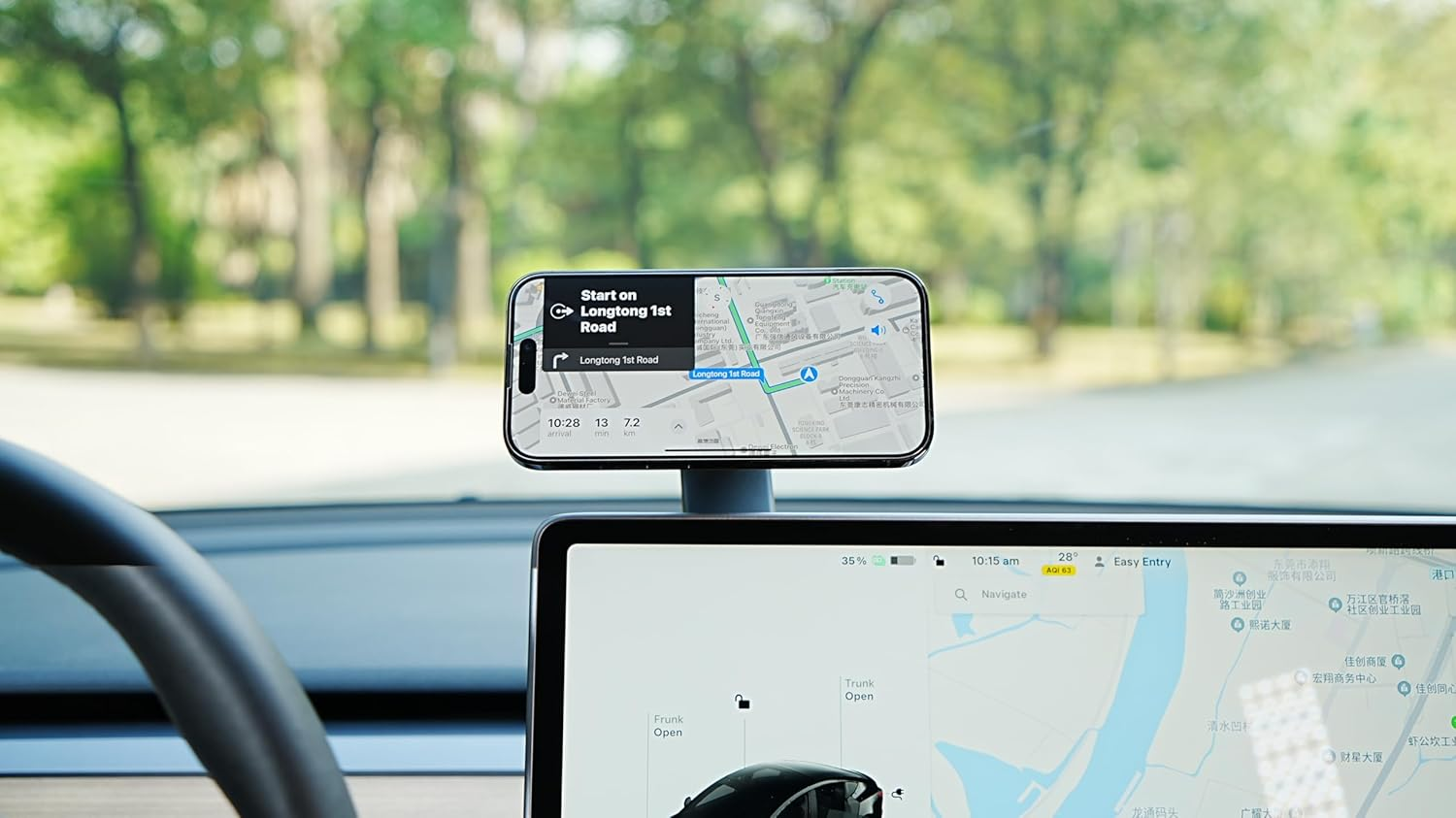 A2C Universal Magnetic Car Mount [2000G N54 Magnets & Metal Ring] for Iphone 16 15 14 13 12 Magsafe Case, Ultra Strong Magnet Dashboard Windshield 360&deg; Rotatable Phone Holder - Black image number 2