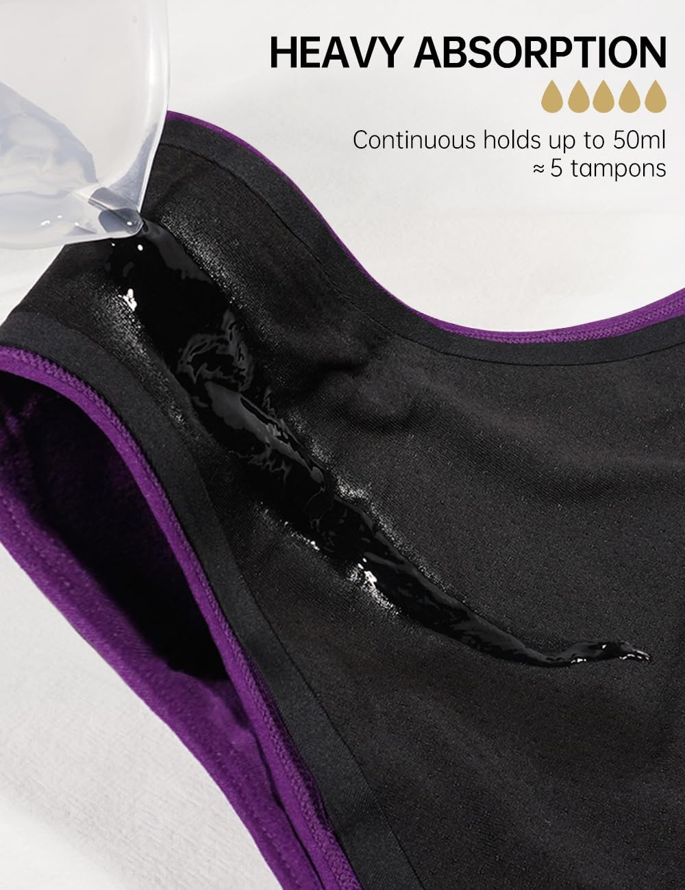 Women'S Cotton Period Underwear Leakproof High Absorbency 3 Pack Regular & plus Size image number 6