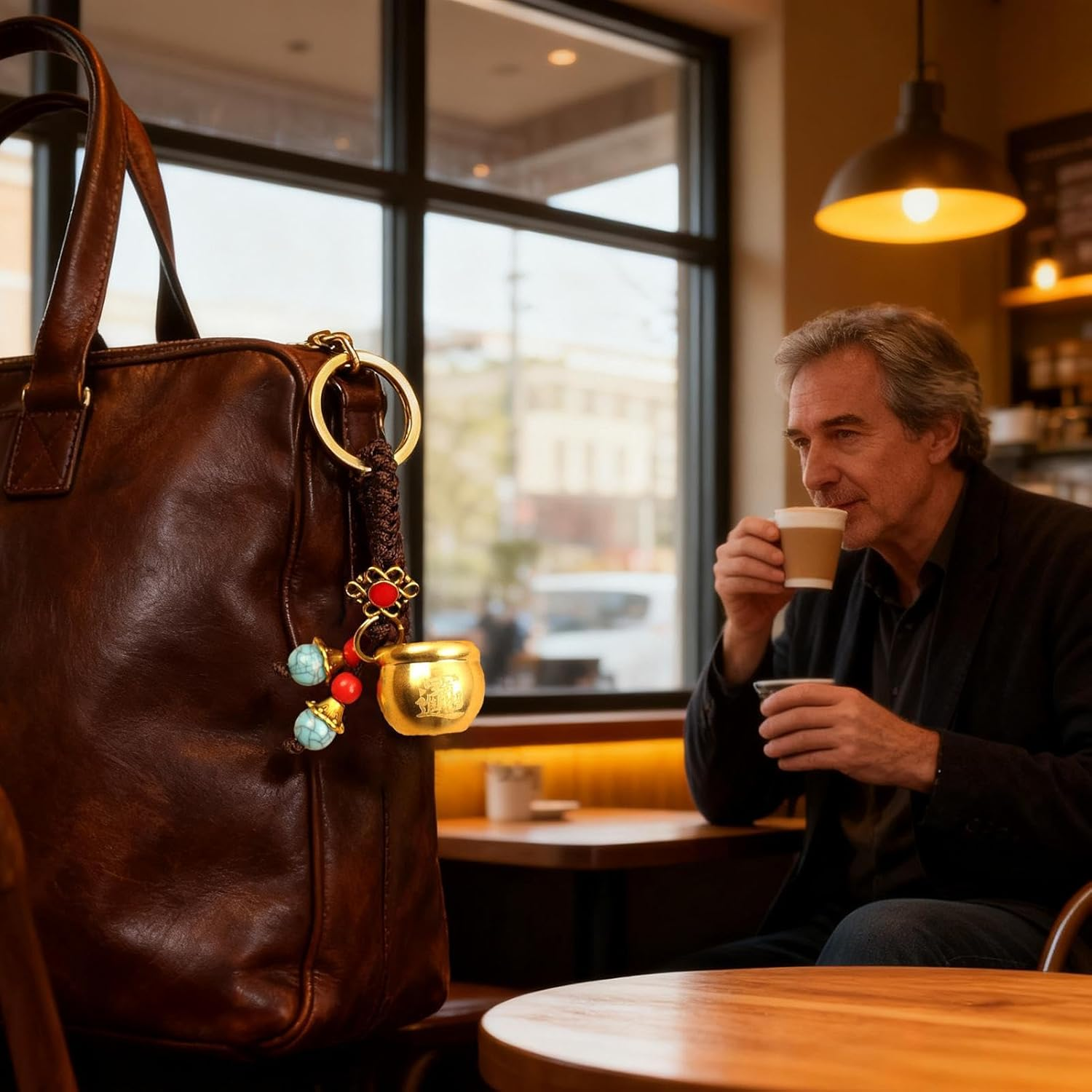 Jvjggag Vintage Keychain - Retro Brass Keyring Charm | Antique Style Brass Accessory with Classic Finish, Decorative Pendant in Backpack Wallet Car Keys Present for Children and Adult image number 4