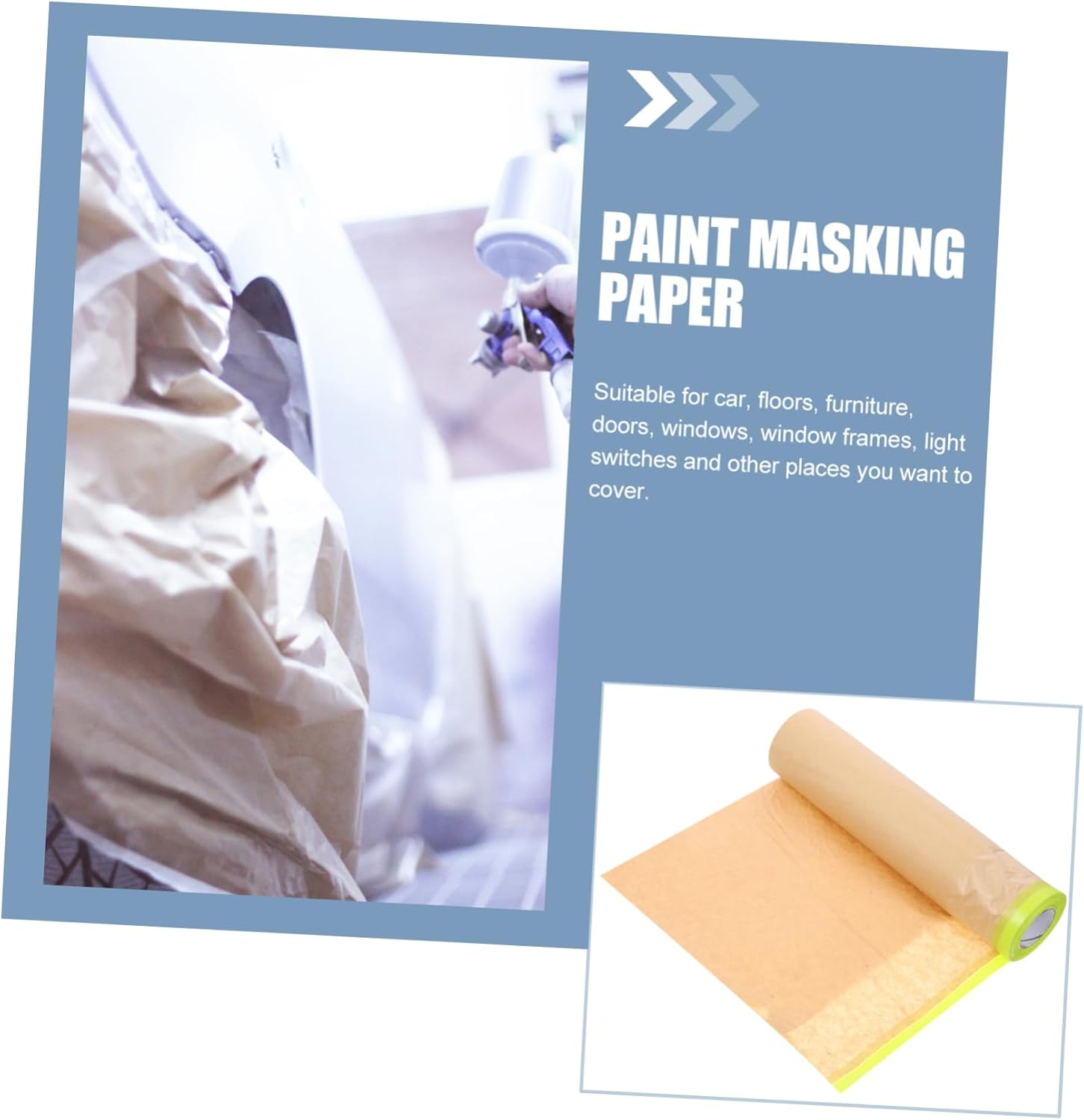 HOMSFOU Masking Paper Paint Masking Paper for Car Wall Floor Protection 50Cm X 13M Roll for Painting and DIY Projects image number 2
