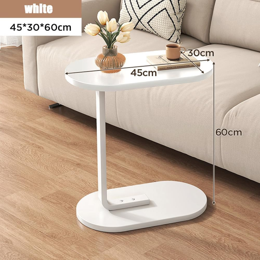 Home Side Tables for Small Spaces，Sofa Side Table Small Coffee Table Anti-Rust Waterproof, End Tables for Living Room Bedroom Balcony Office (Beige White) - Beige White image number 6