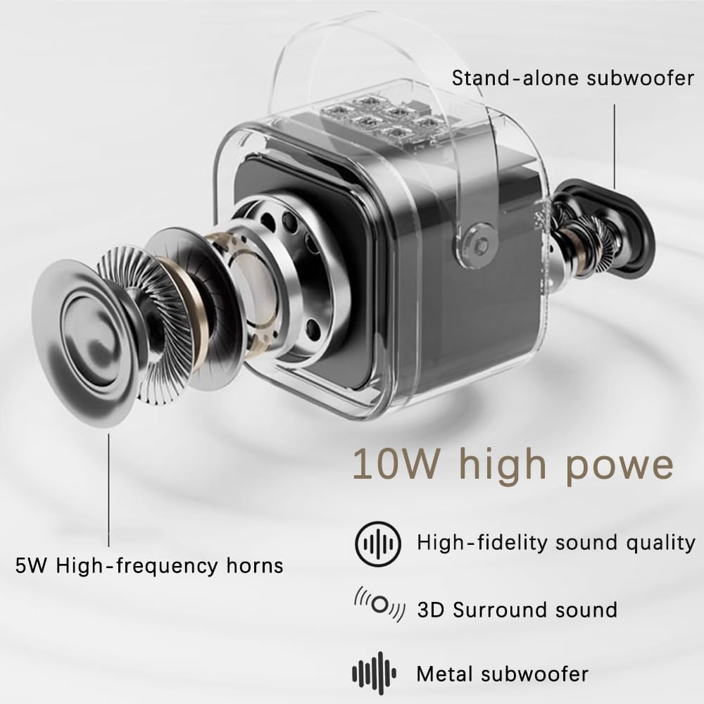 SUIJIEEN Karaoke Machine Bluetooth Portable Speaker with 2 Wireless Microphones LED Lights Birthday Gifts for Kids Adults Ages 4-12 Family Party（White） - White image number 3