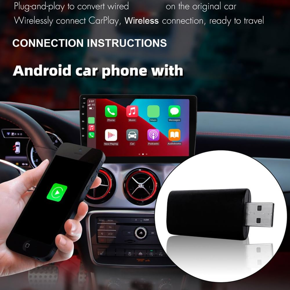 Wireless Carplay Adapter for Car Radio, Apple Carplay Dongle Adapter Convert Wired Carplay to Wireless Carplay for Car Stereo, Wireless Apple Carplay Adapter Auto-Connect for Ios 10+ Smooth and Stable image number 1