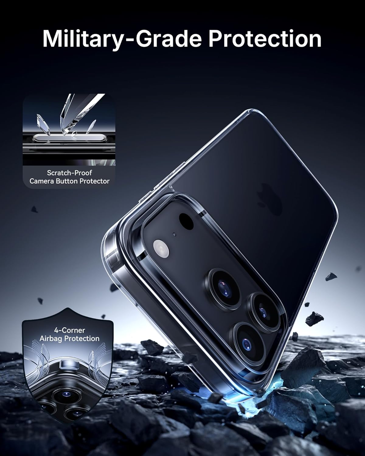 NIMASO for Iphone 17 Pro Case Clear 6.3 Inch, Military Grade Shockproof Drop Protection, Non-Yellowing Slim Thin Phone Cover for Iphone 17 Pro, Clear image number 3